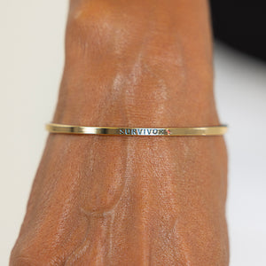 Survivor Pink Ribbon Hook Bracelet - Gold - NBCF