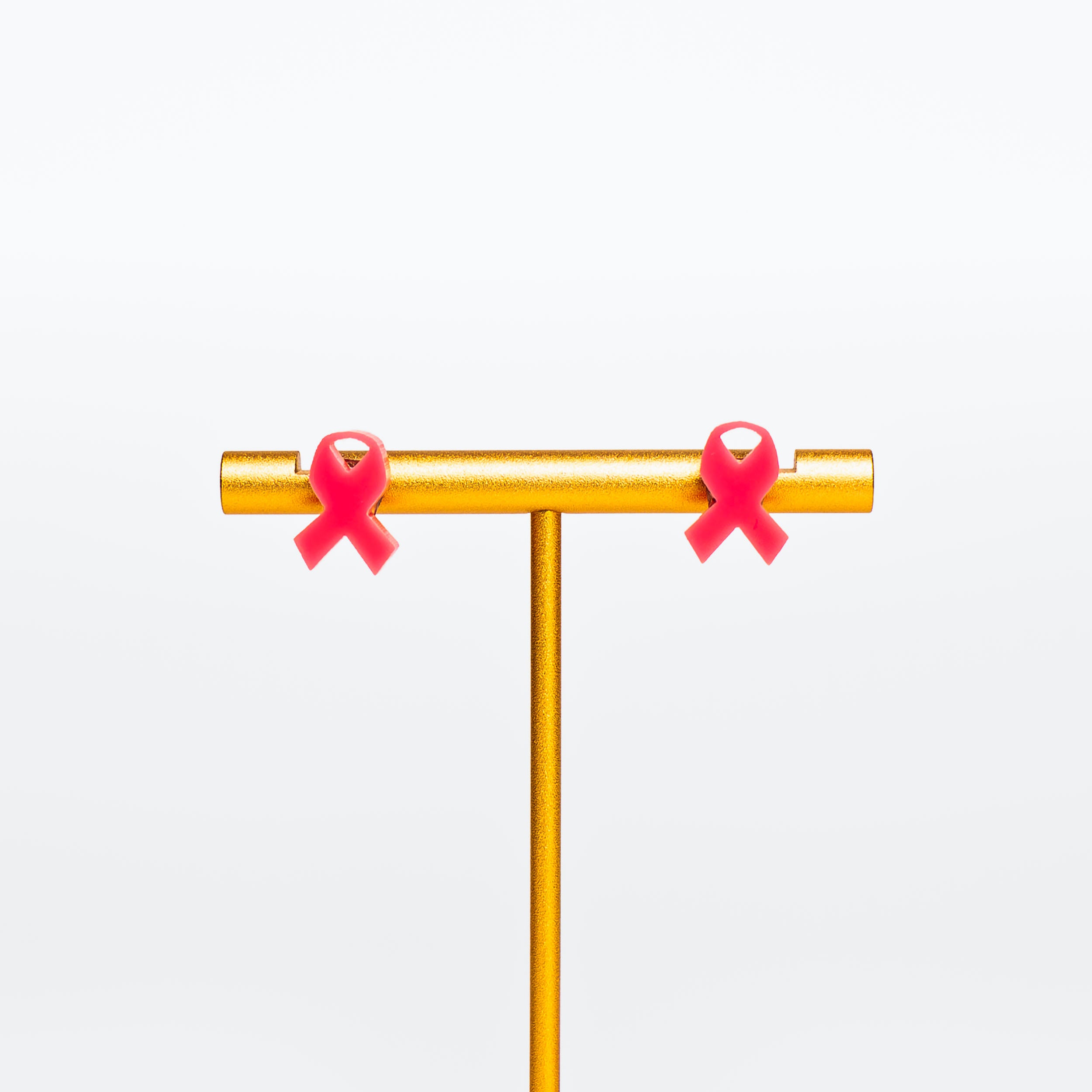 Pink Ribbon Breast Cancer Awareness Enamel Stud Earrings- NBCF