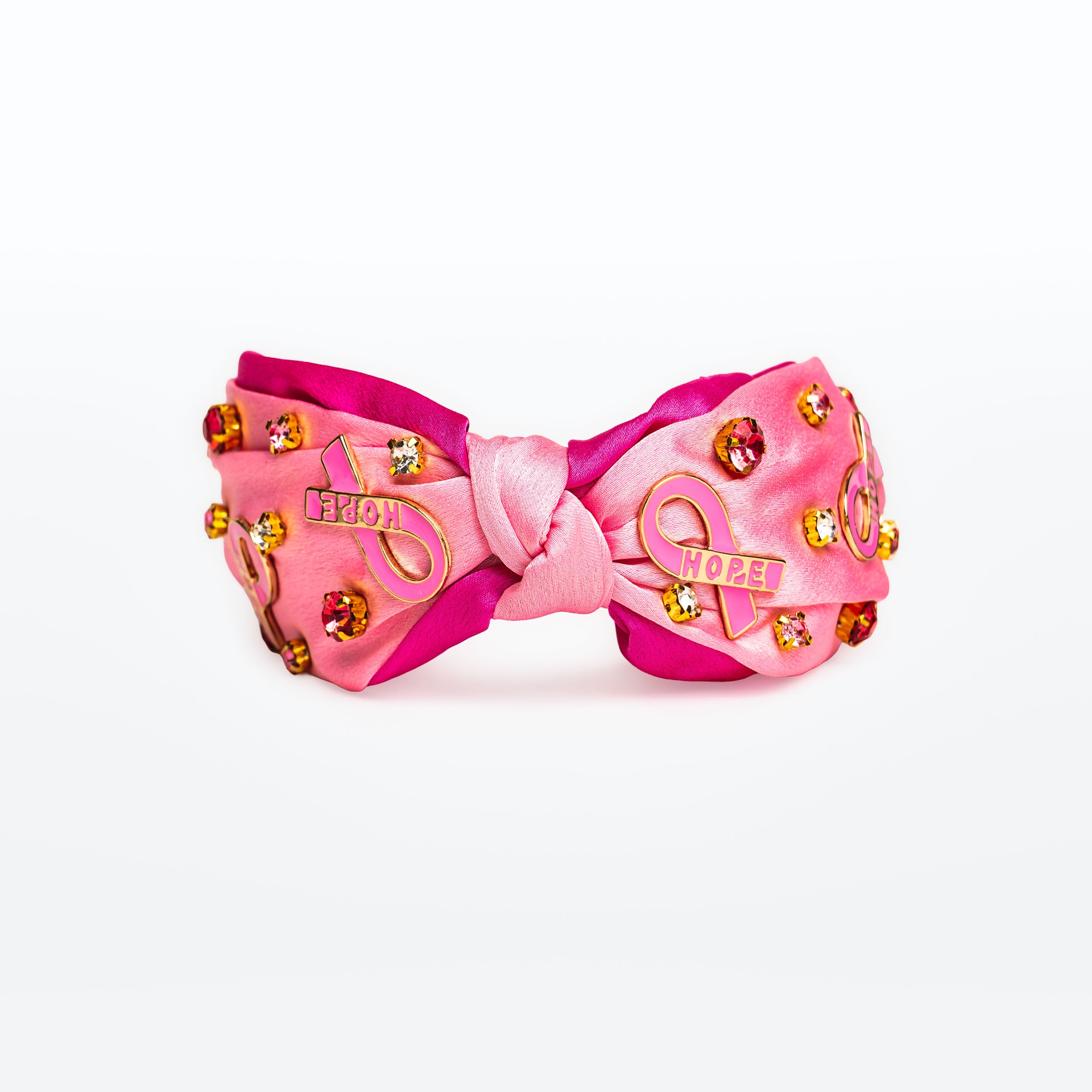 Breast Cancer Awareness Pink Ribbon Embellished Knot Headband - NBCF