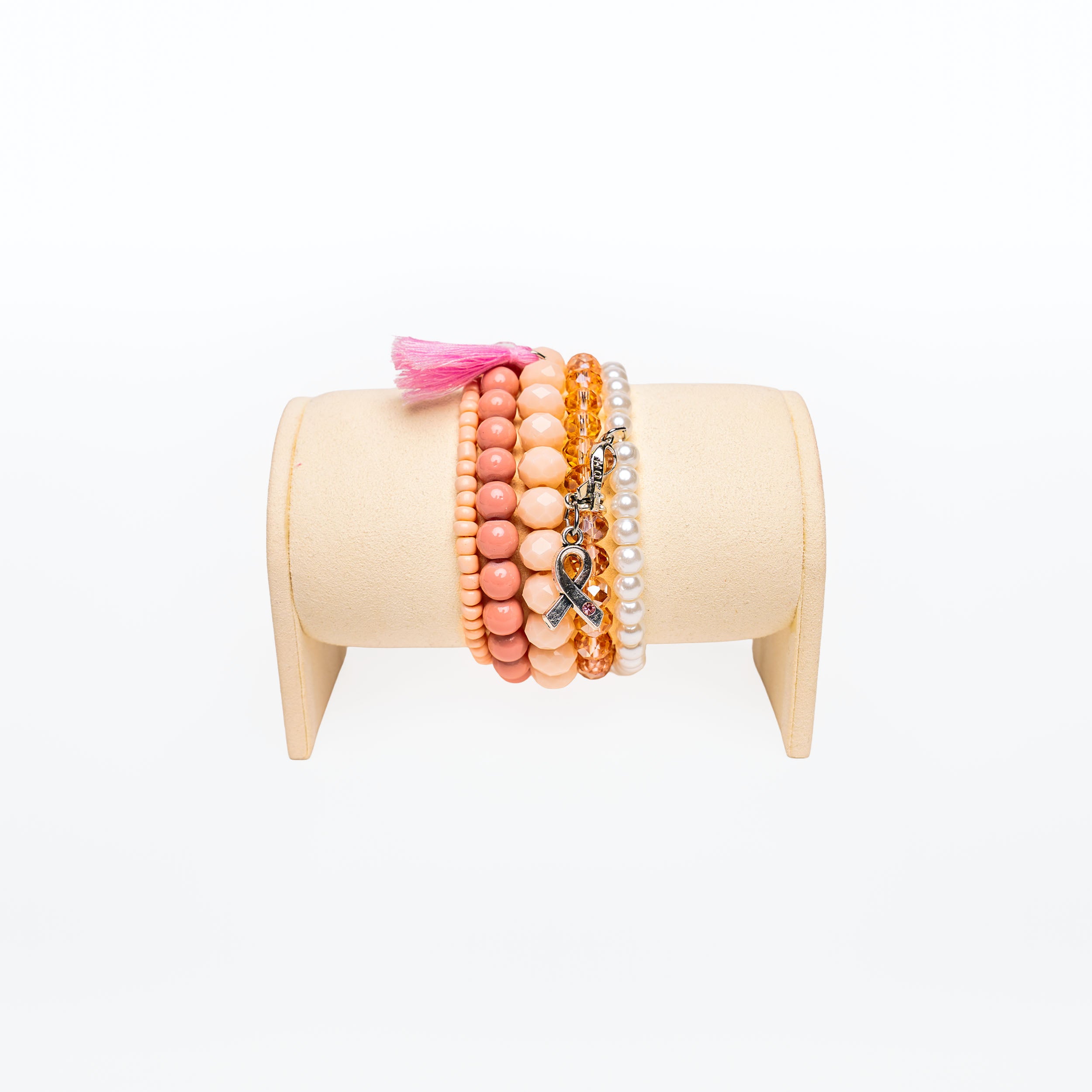 Breast Cancer Awareness Beaded Bracelet Stack - NBCF