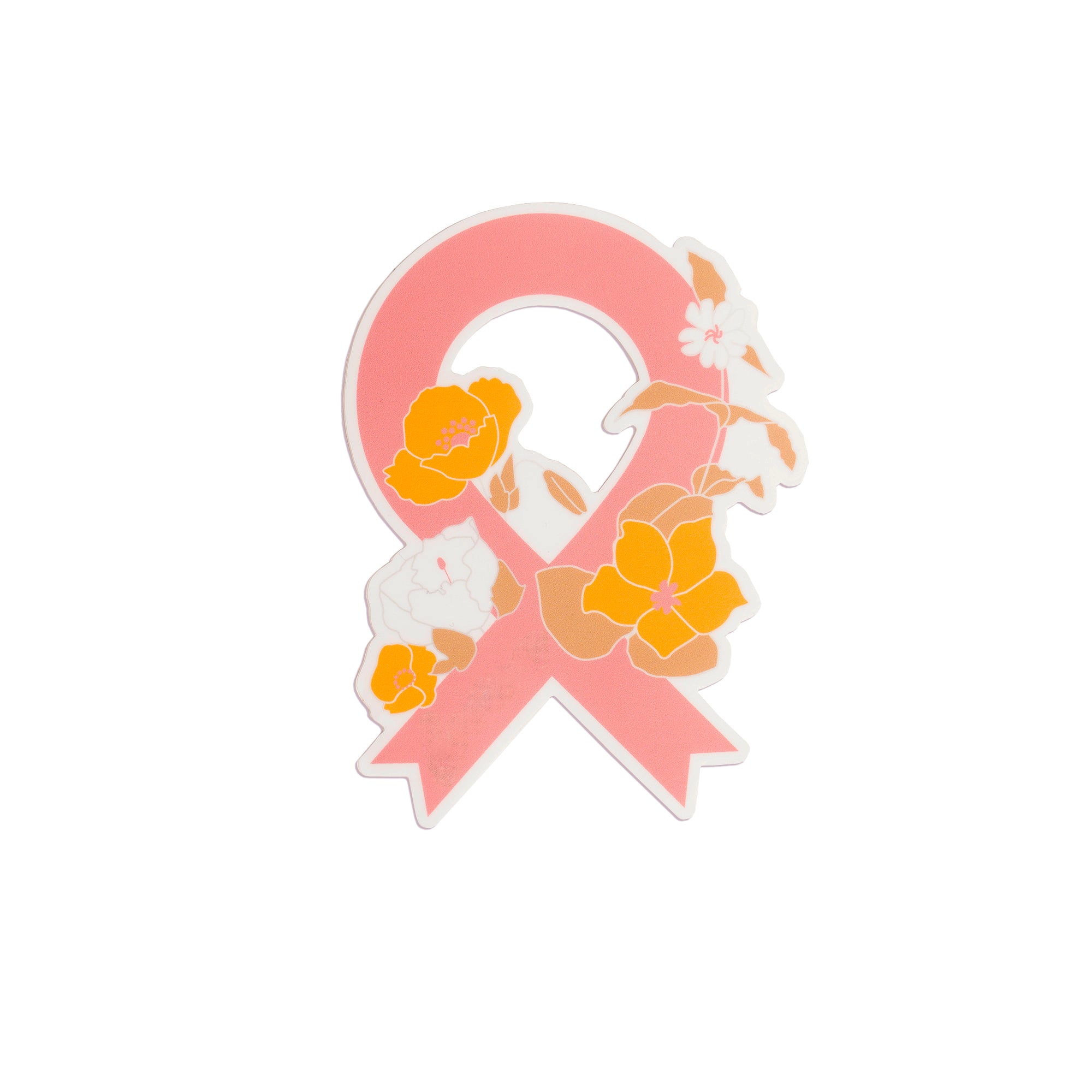 Pink Ribbon Breast Cancer Support Sticker - Floral - NBCF