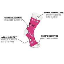 Load image into Gallery viewer, Breast Cancer Awareness Crew Length Socks (6-pairs)
