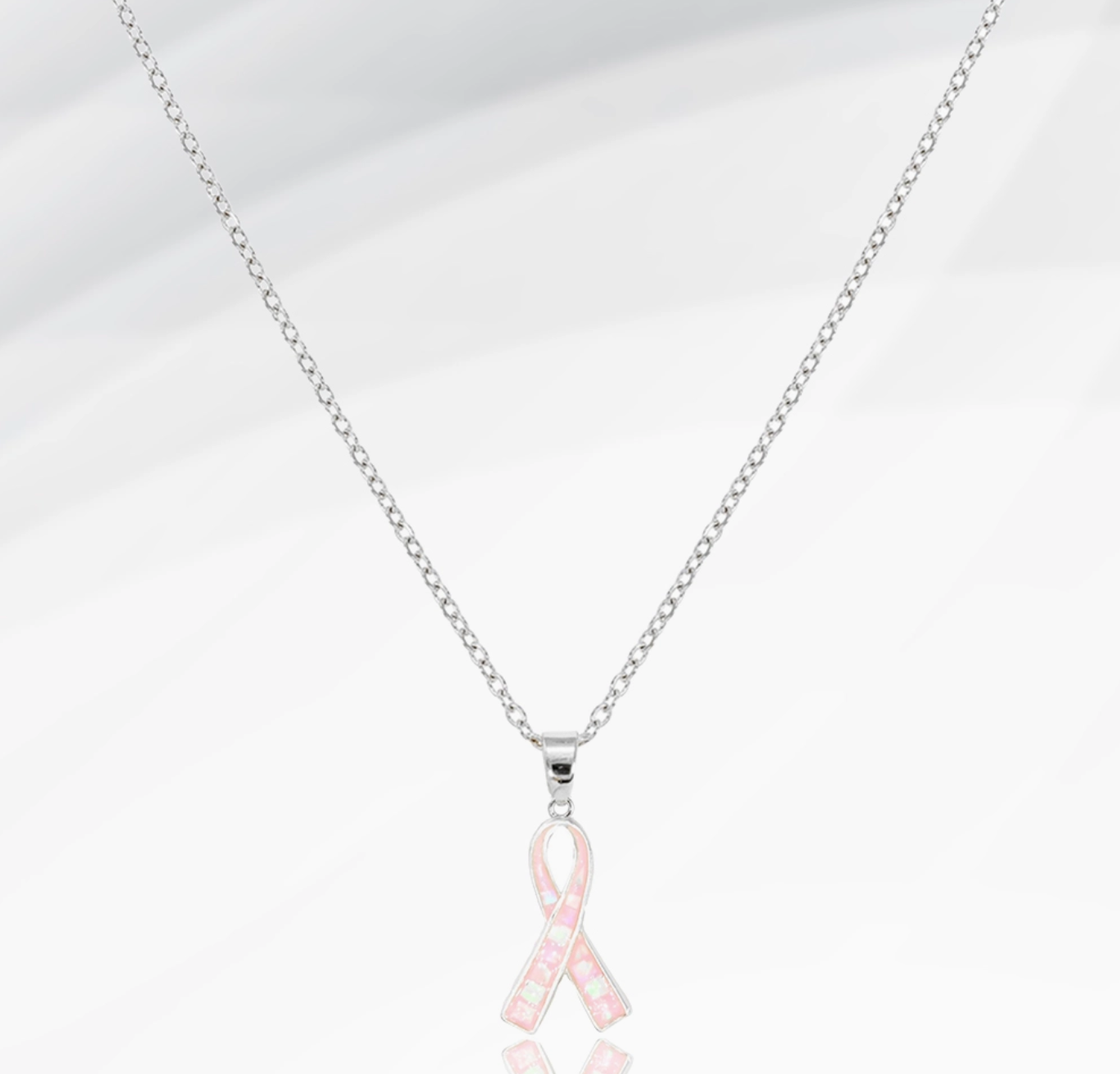 Pink Ribbon Pendant Necklace