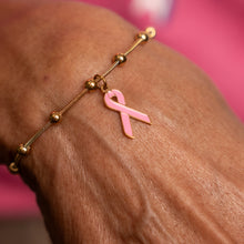 Load image into Gallery viewer, Breast Cancer Awareness Adjustable Charm Bracelet - Gold - NBCF