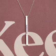 Load image into Gallery viewer, Survivor Pink Ribbon Engraved Bar Necklace - NBCF