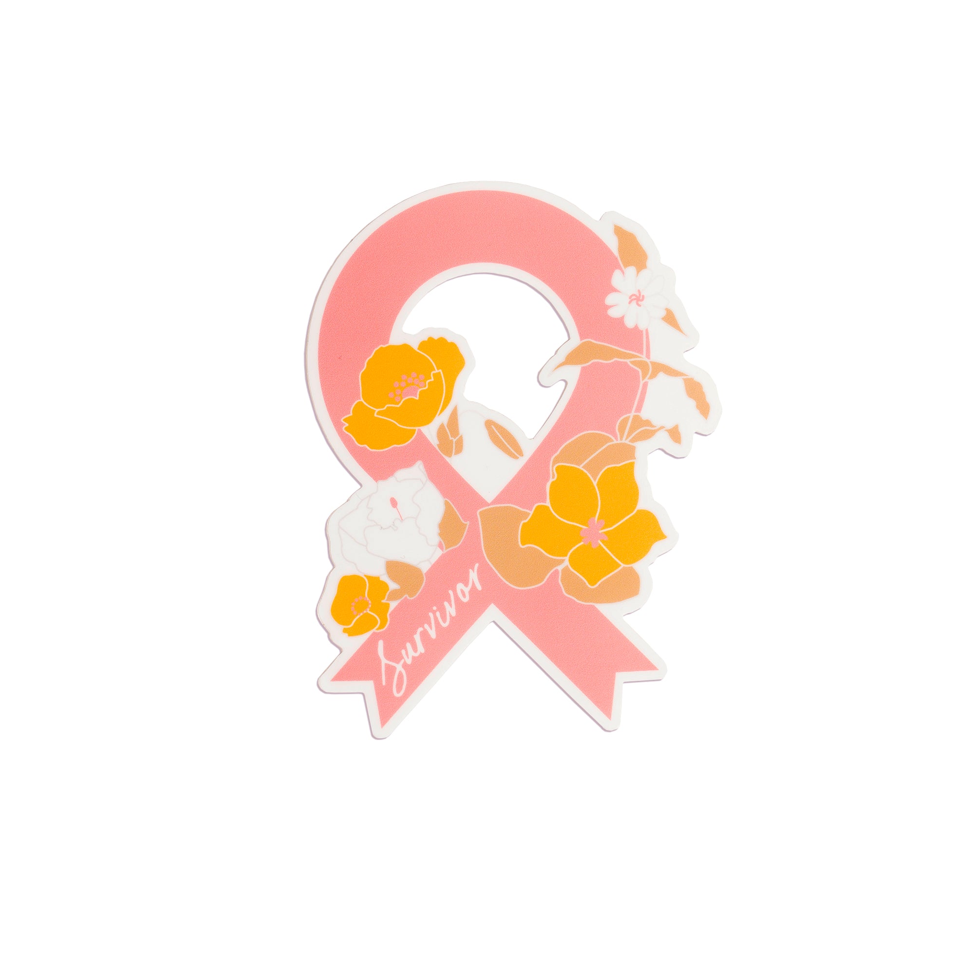 Pink Ribbon Breast Cancer Support Sticker - Floral - NBCF