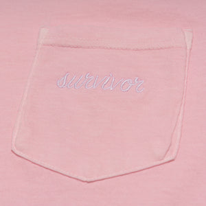 Breast Cancer Survivor Embroidered Pocket T-Shirt - Light Pink - NBCF