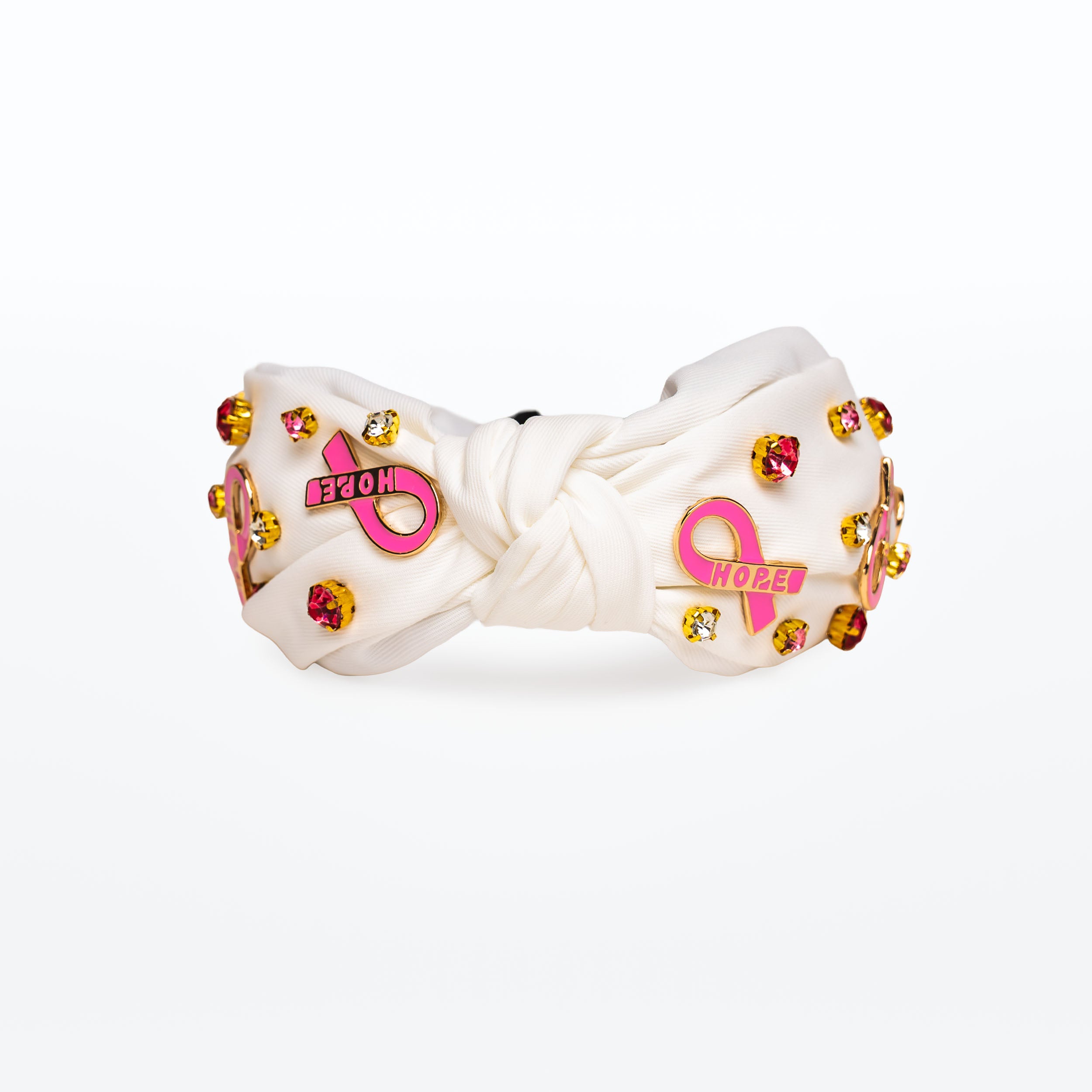 Breast Cancer Awareness Pink Ribbon Embellished Knot Headband - NBCF