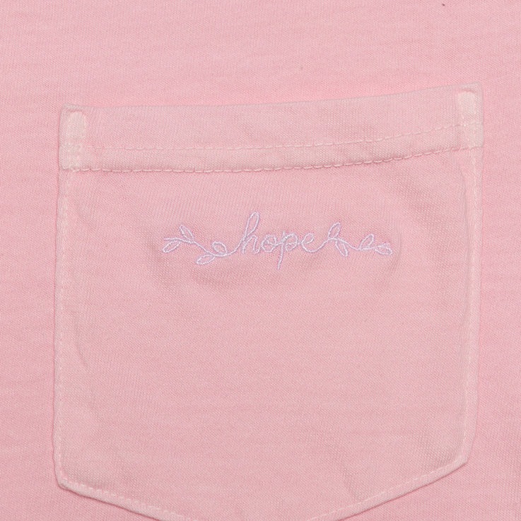 HOPE Breast Cancer Embroidered Pocket T-Shirt - Light Pink - NBCF