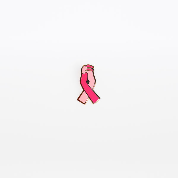 Hand Holding Pink Ribbon Lapel Pin - Pink - NBCF