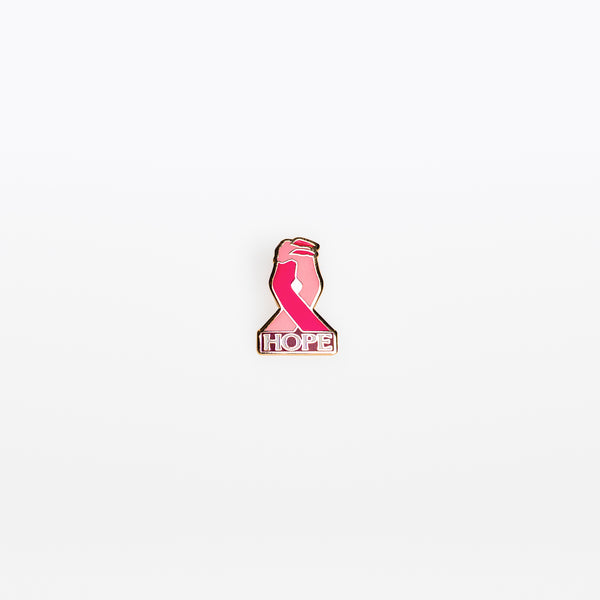 HOPE Hand Holding Pink Ribbon Lapel Pin - Pink - NBCF