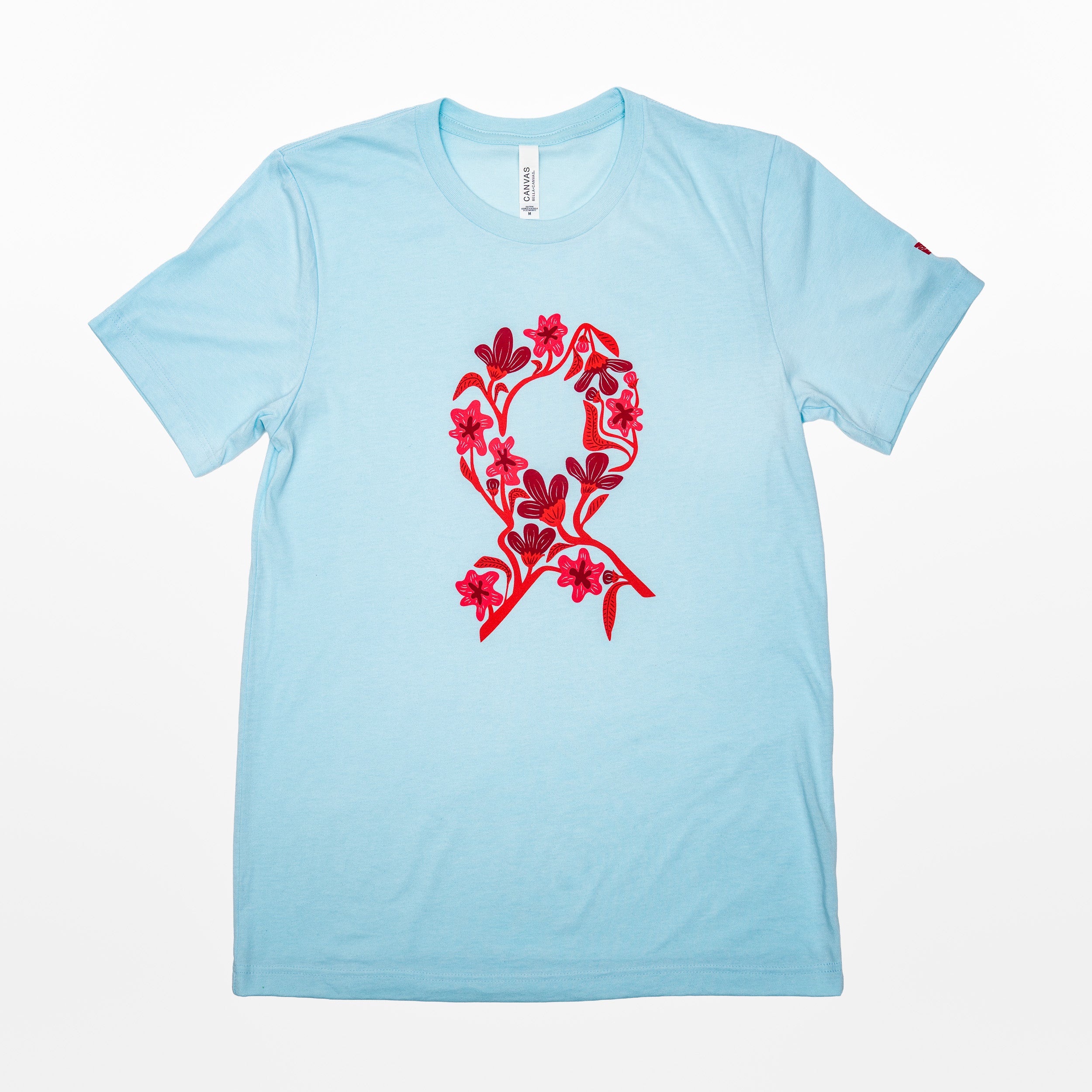 Breast Cancer Pink Ribbon T-Shirt - Light Blue - NBCF