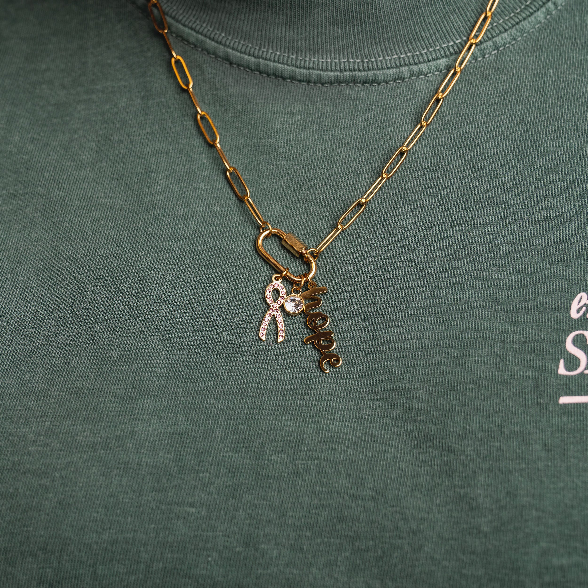 Breast Cancer Awareness Hope Charm Necklace - NBCF