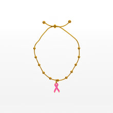 Load image into Gallery viewer, Breast Cancer Awareness Adjustable Charm Bracelet - Gold - NBCF
