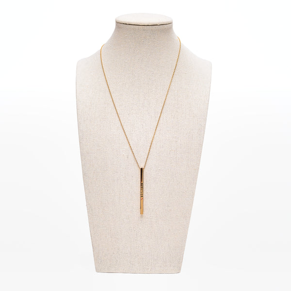 Survivor Pink Ribbon Engraved Bar Necklace - NBCF