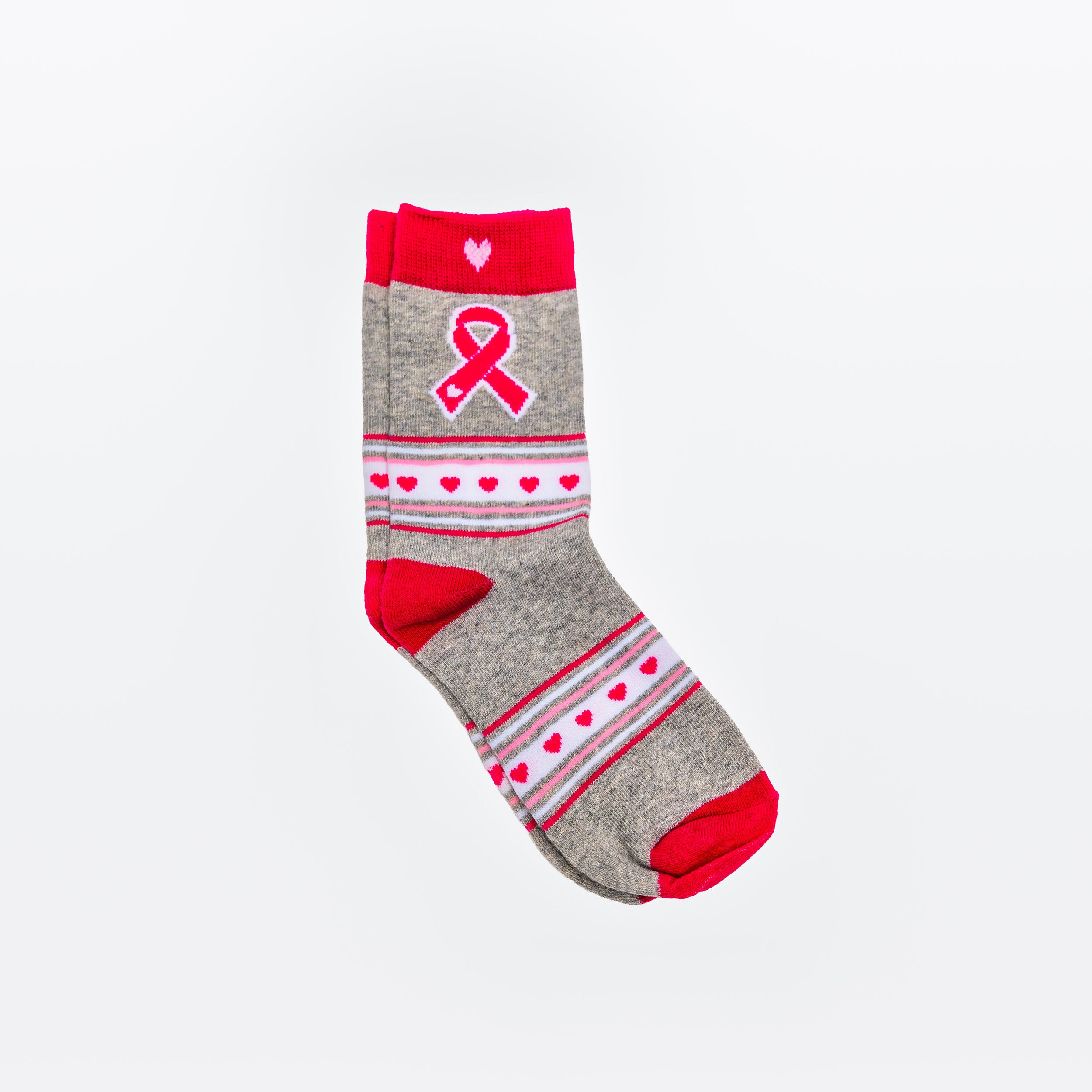 Breast Cancer Awareness Pink Ribbon Socks - Grey - NBCF