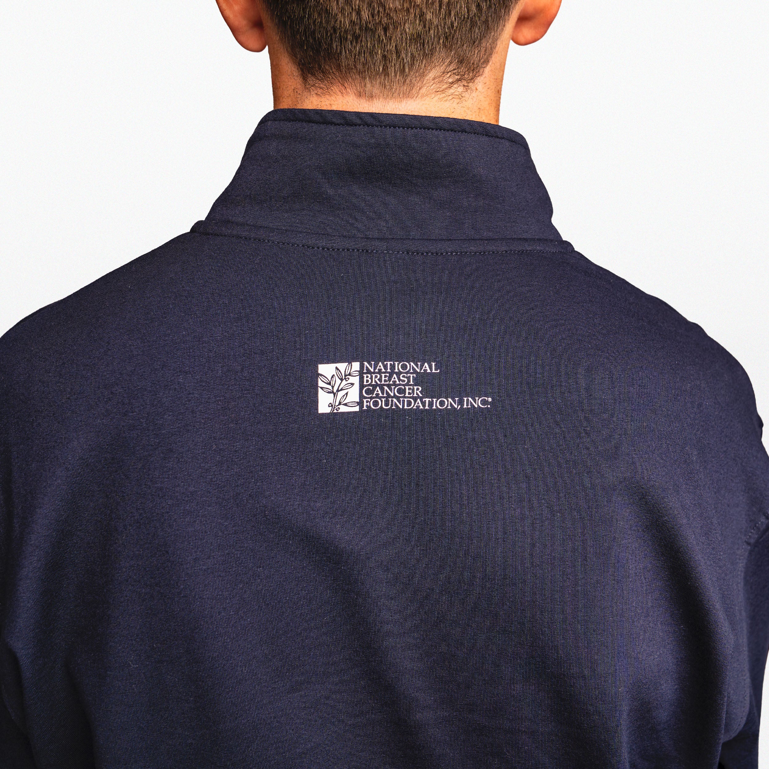 HOPE Breast Cancer Awareness Quarter Zip Pullover- Unisex - Navy - NBCF
