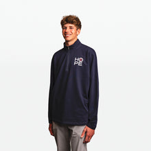 Load image into Gallery viewer, HOPE Breast Cancer Awareness Quarter Zip Pullover- Unisex - Navy - NBCF