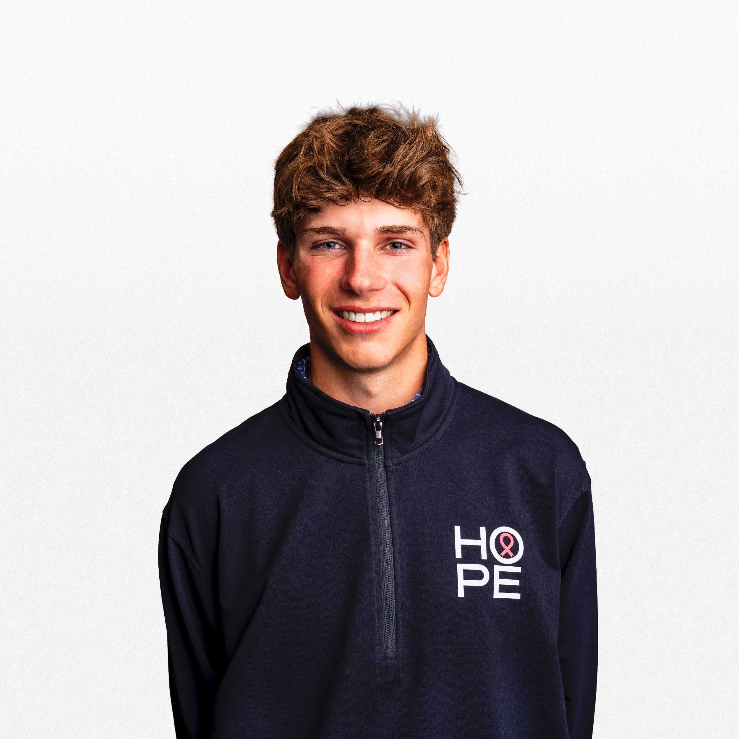 HOPE Breast Cancer Awareness Quarter Zip Pullover- Unisex - Navy - NBCF