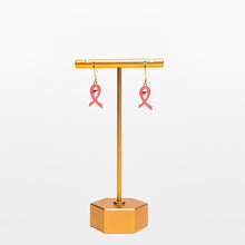 Load image into Gallery viewer, Pink Ribbon Heart Earrings - Gold - NBCF