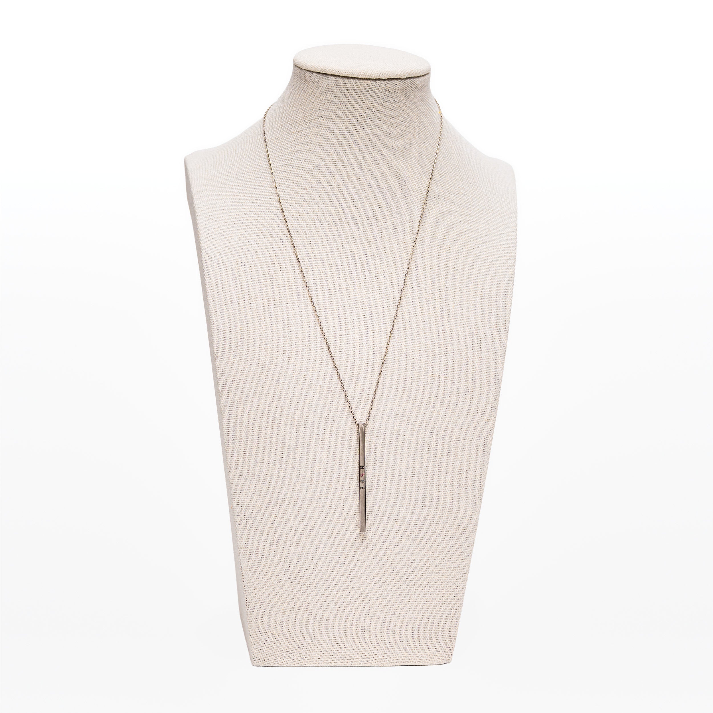 HOPE Pink Ribbon Engraved Bar Necklace - NBCF