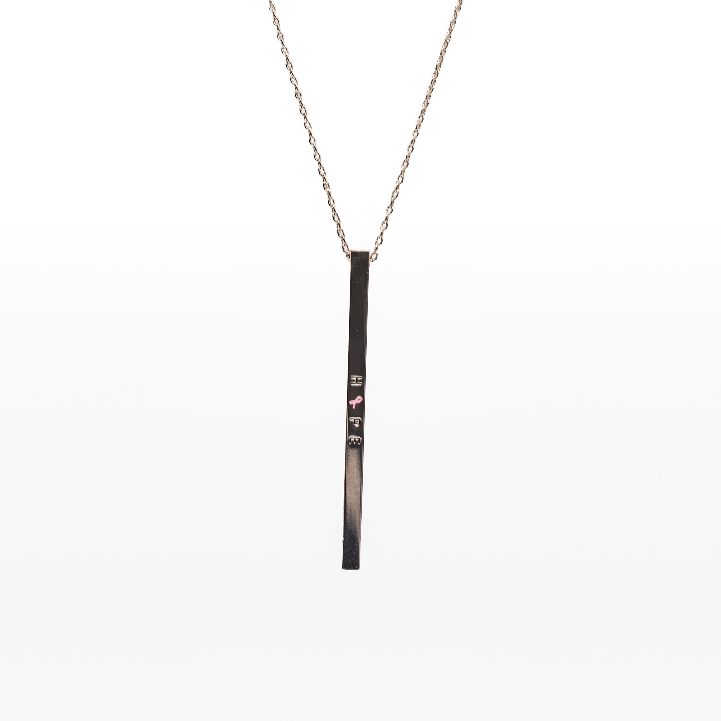 HOPE Pink Ribbon Engraved Bar Necklace - NBCF