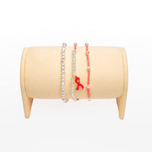 Load image into Gallery viewer, Pink Ribbon Stretch Beaded Bracelets - Pink &amp; Pearl - Set of 3 - NBCF