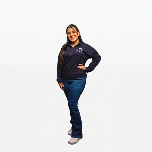 Women’s HOPE Breast Cancer Awareness Quarter Zip Pullover - Navy - NBCF