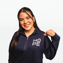 Load image into Gallery viewer, Women’s HOPE Breast Cancer Awareness Quarter Zip Pullover - Navy - NBCF