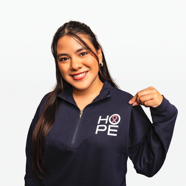 Women’s HOPE Breast Cancer Awareness Quarter Zip Pullover - Navy - NBCF