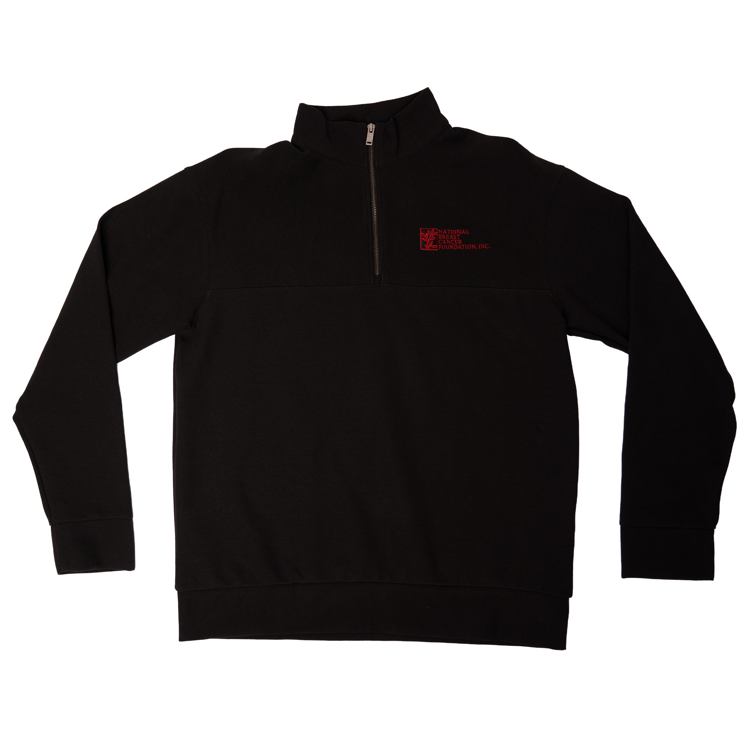 Men’s Breast Cancer Awareness Quarter Zip Pullover - Black with logo - NBCF