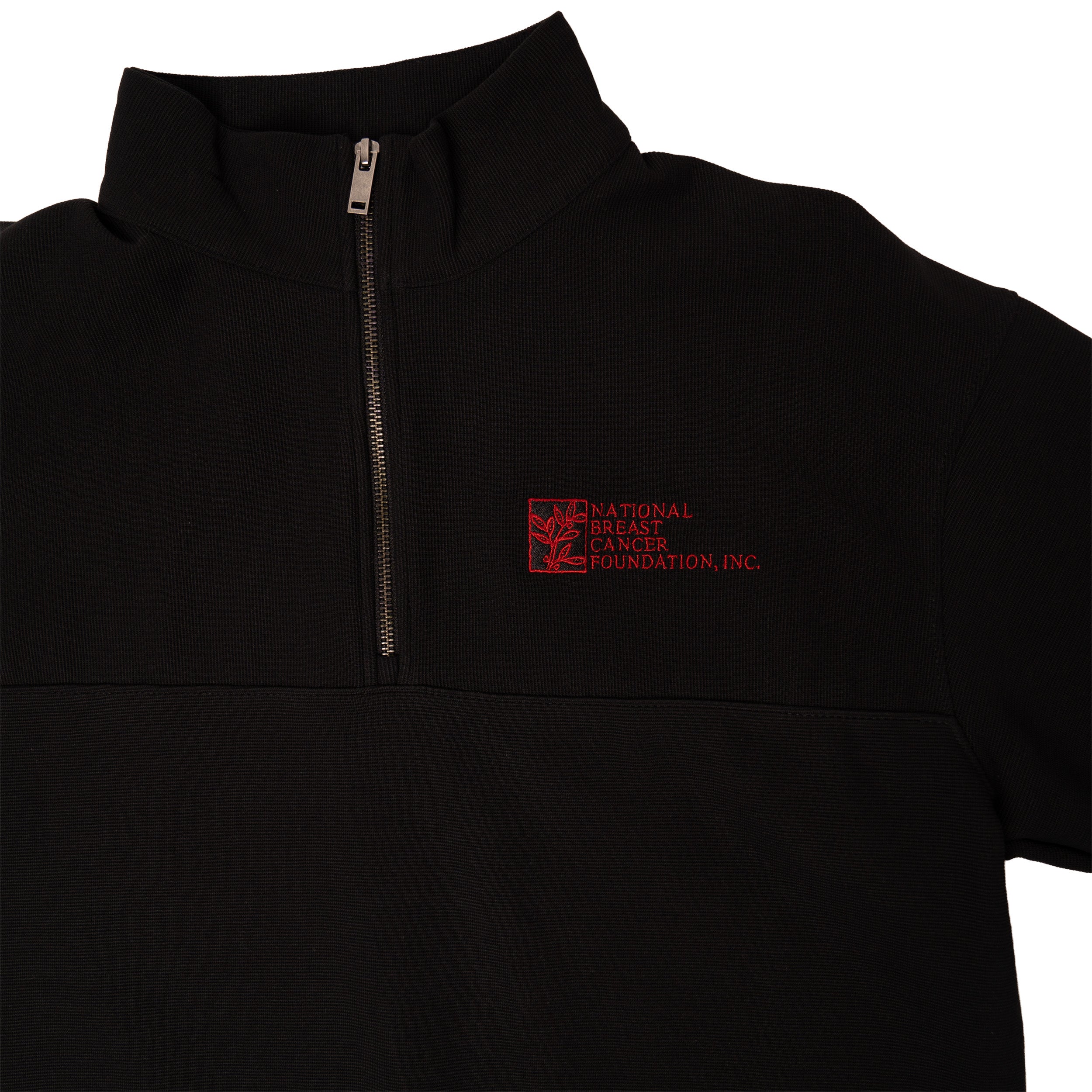 Men’s Breast Cancer Awareness Quarter Zip Pullover - Black with logo - NBCF