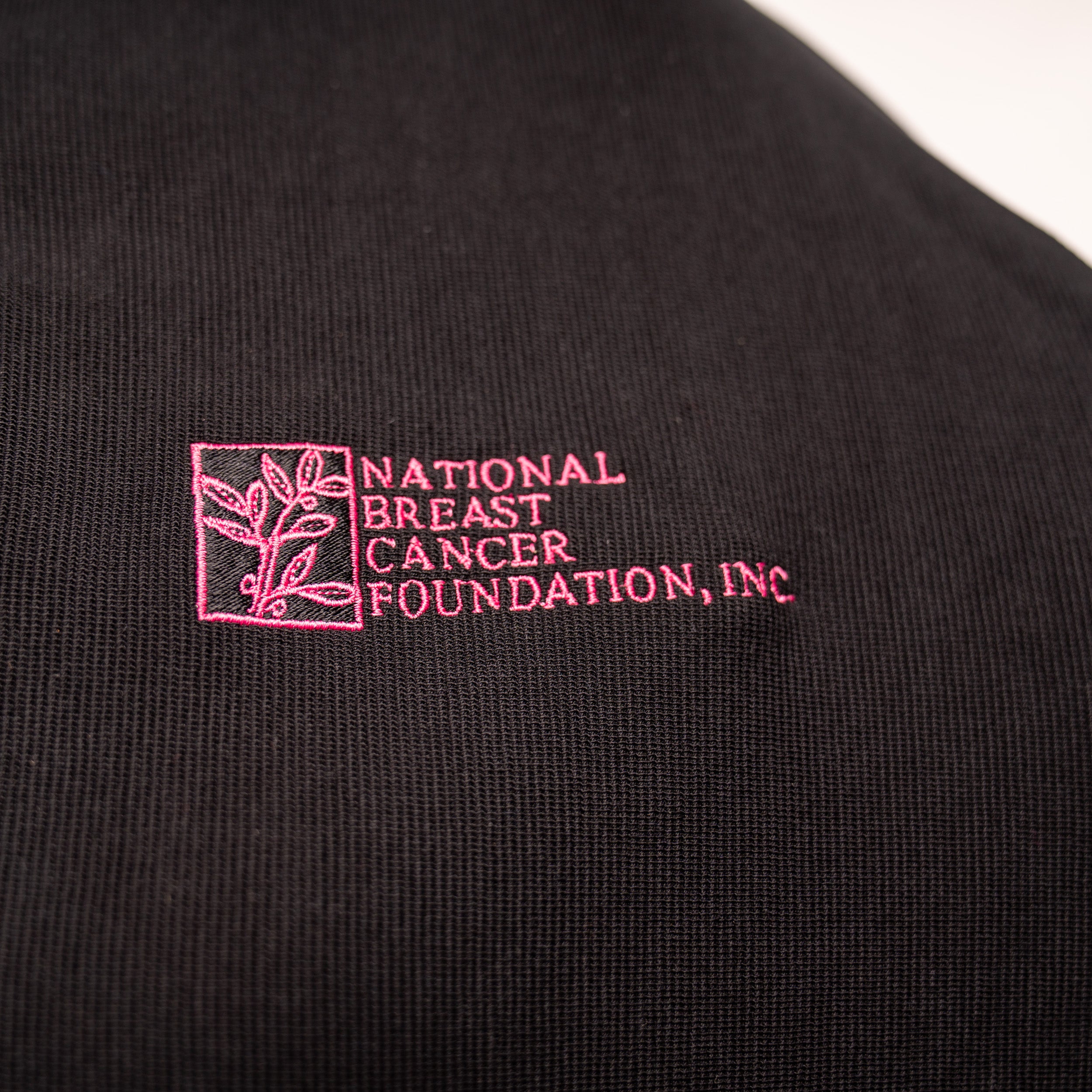 Women’s Breast Cancer Awareness Quarter Zip Pullover - Black with logo - NBCF