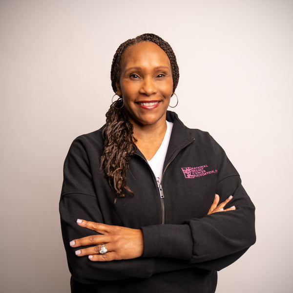 Women’s Breast Cancer Awareness Quarter Zip Pullover - Black with logo - NBCF