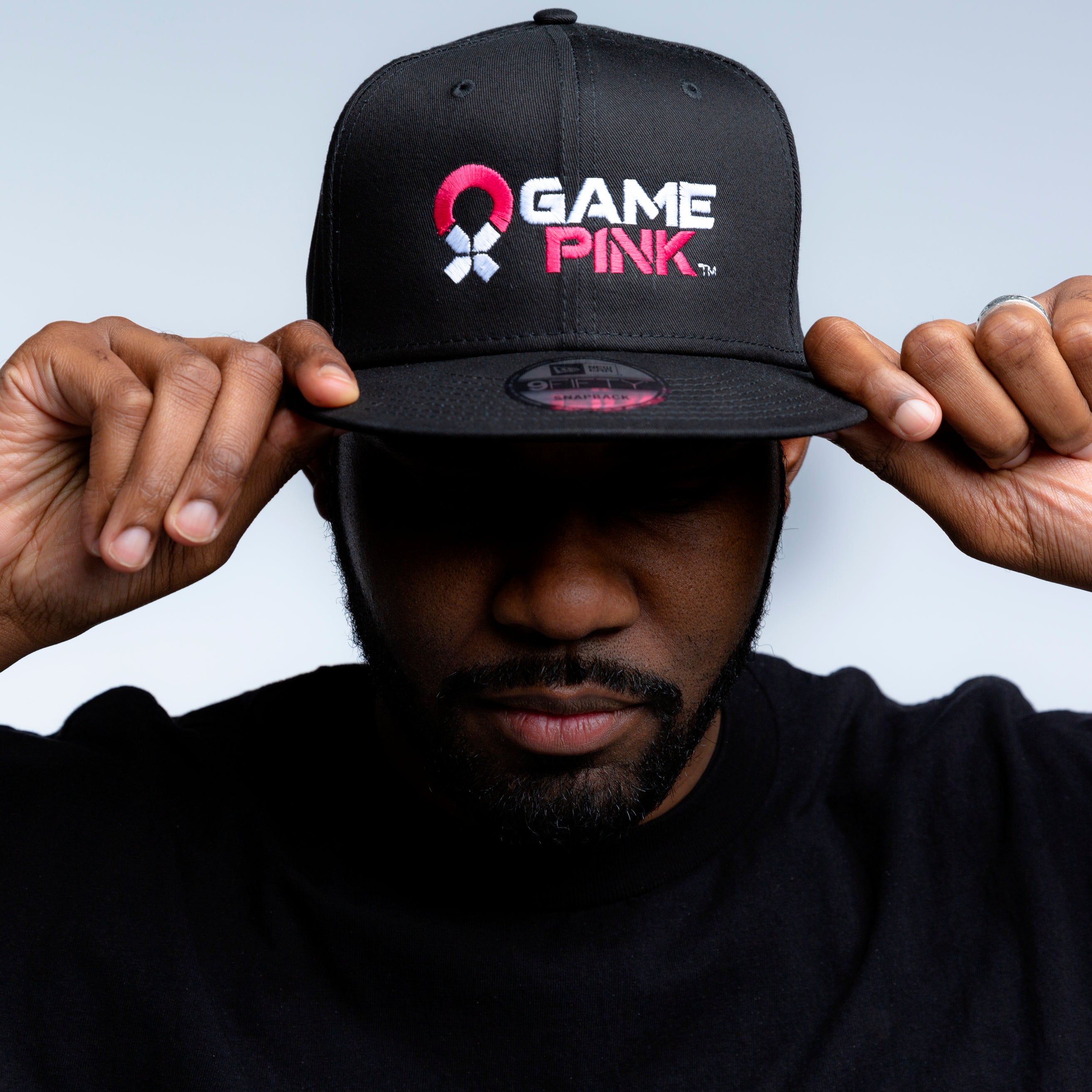 Game Pink Flat Bill Snapback Cap - Large Logo