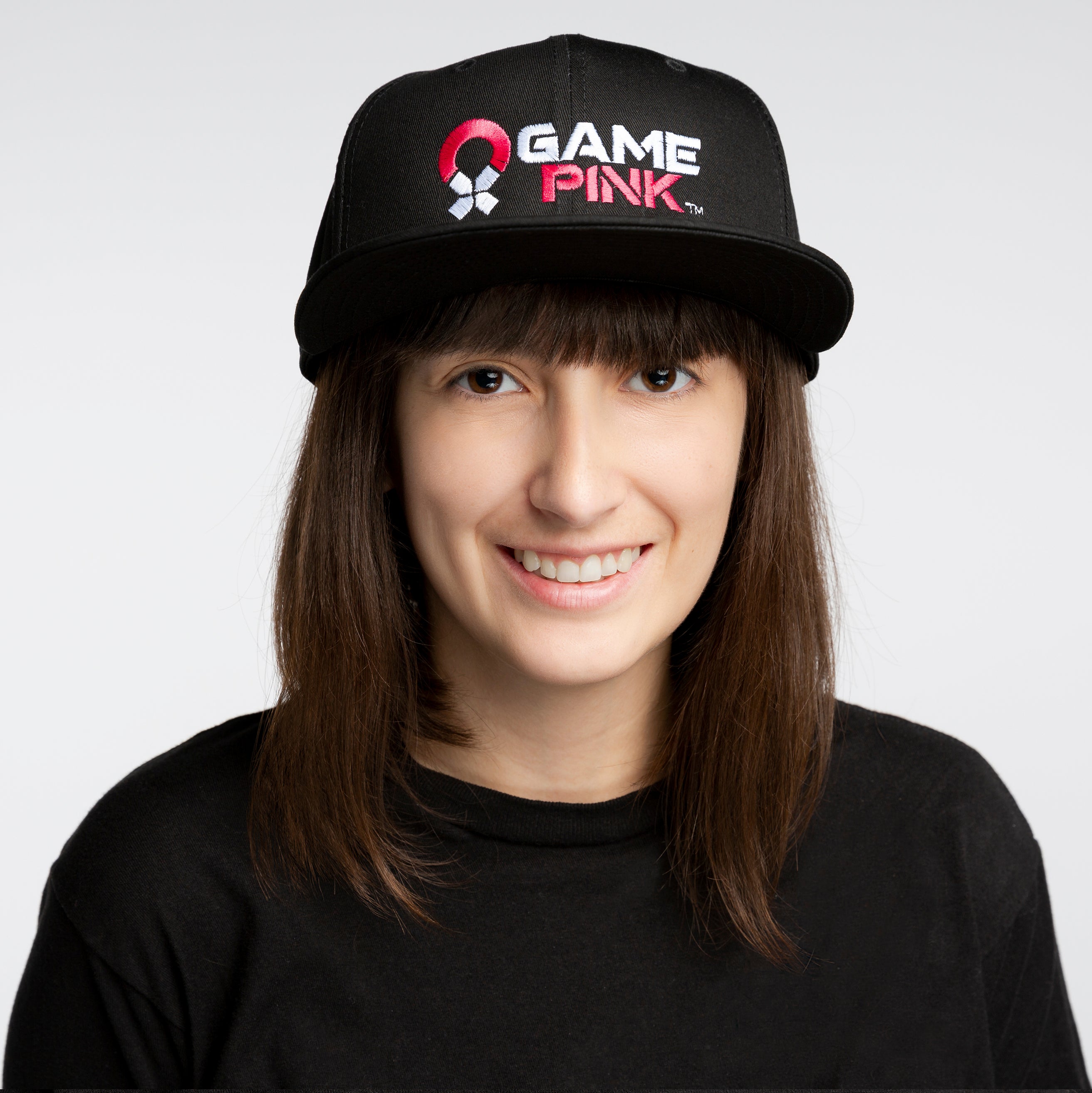 Game Pink Flat Bill Snapback Cap - Large Logo