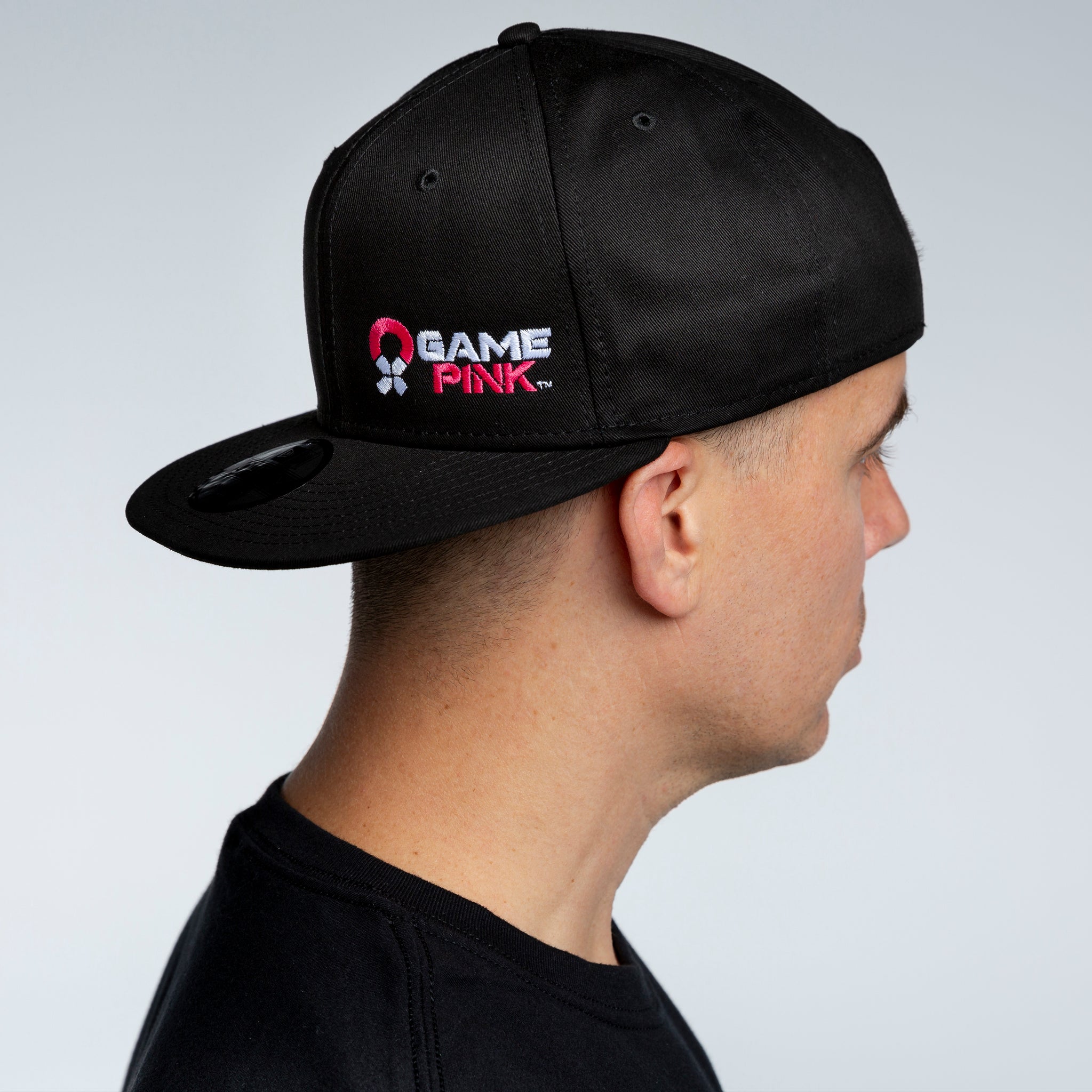 Backwards Flat Bill Game Pink Flat Bill Snapback Cap Small Logo