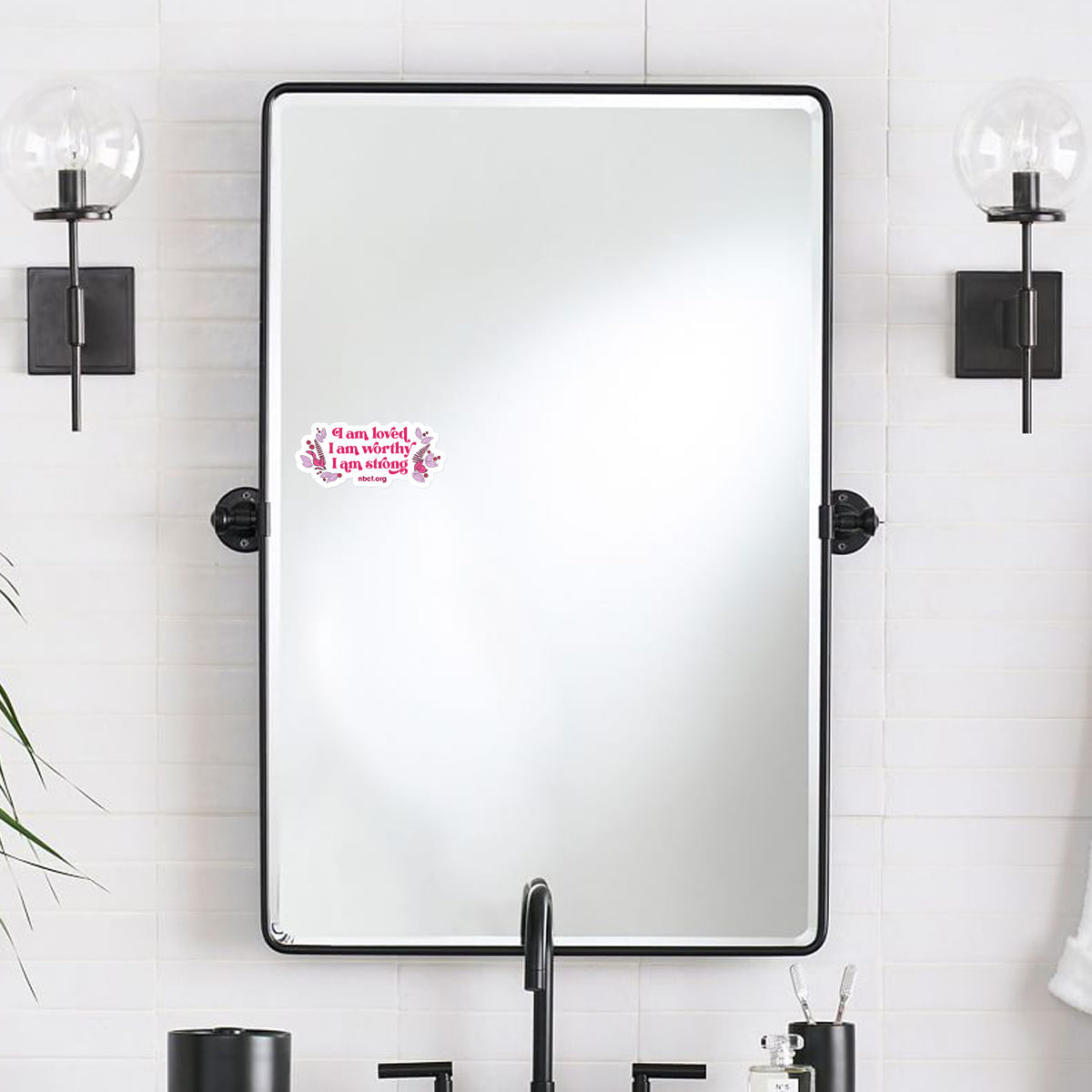 Daily Affirmation Mirror Cling - Pink Floral - NBCF