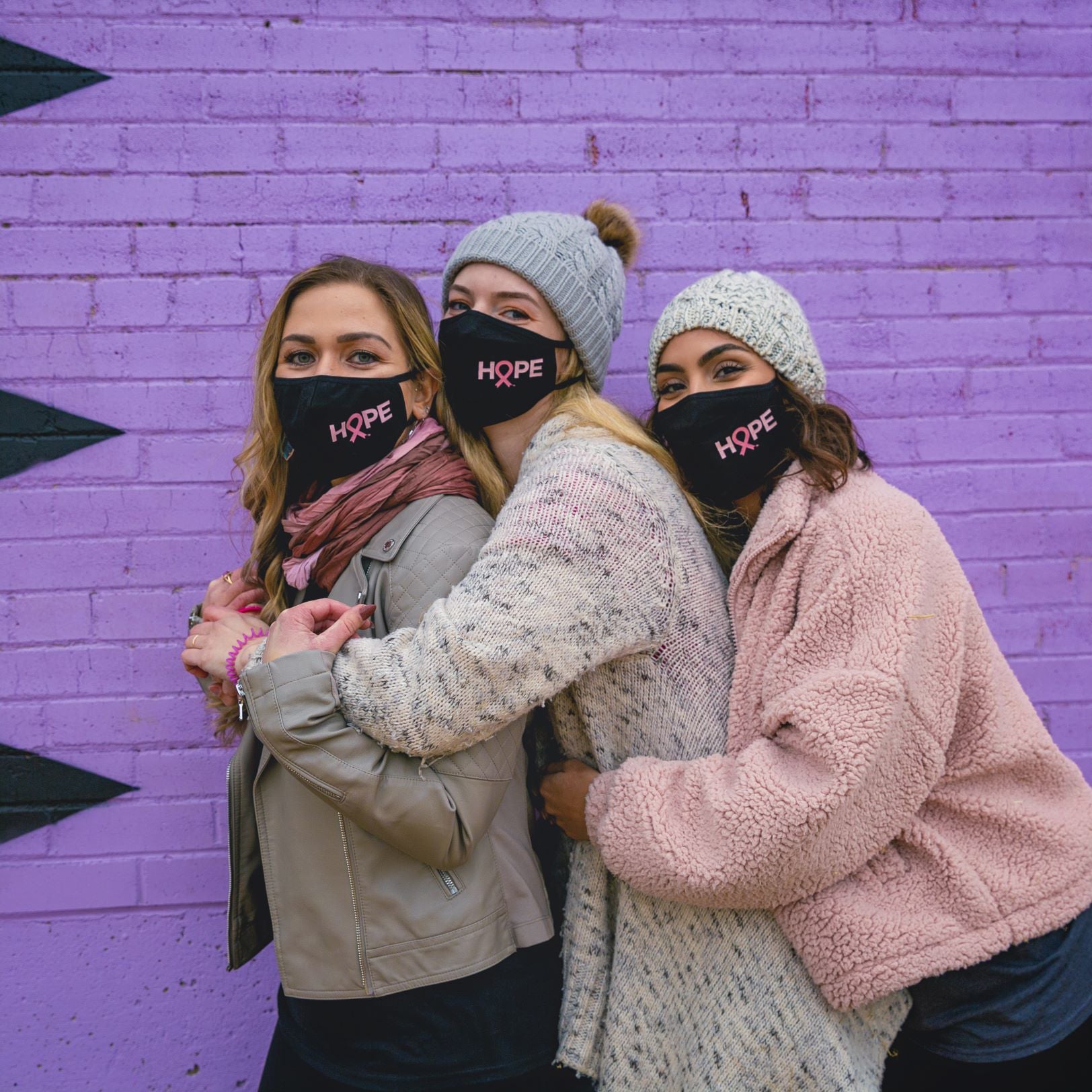 Pink Ribbon HOPE Face Mask - Black - NBCF