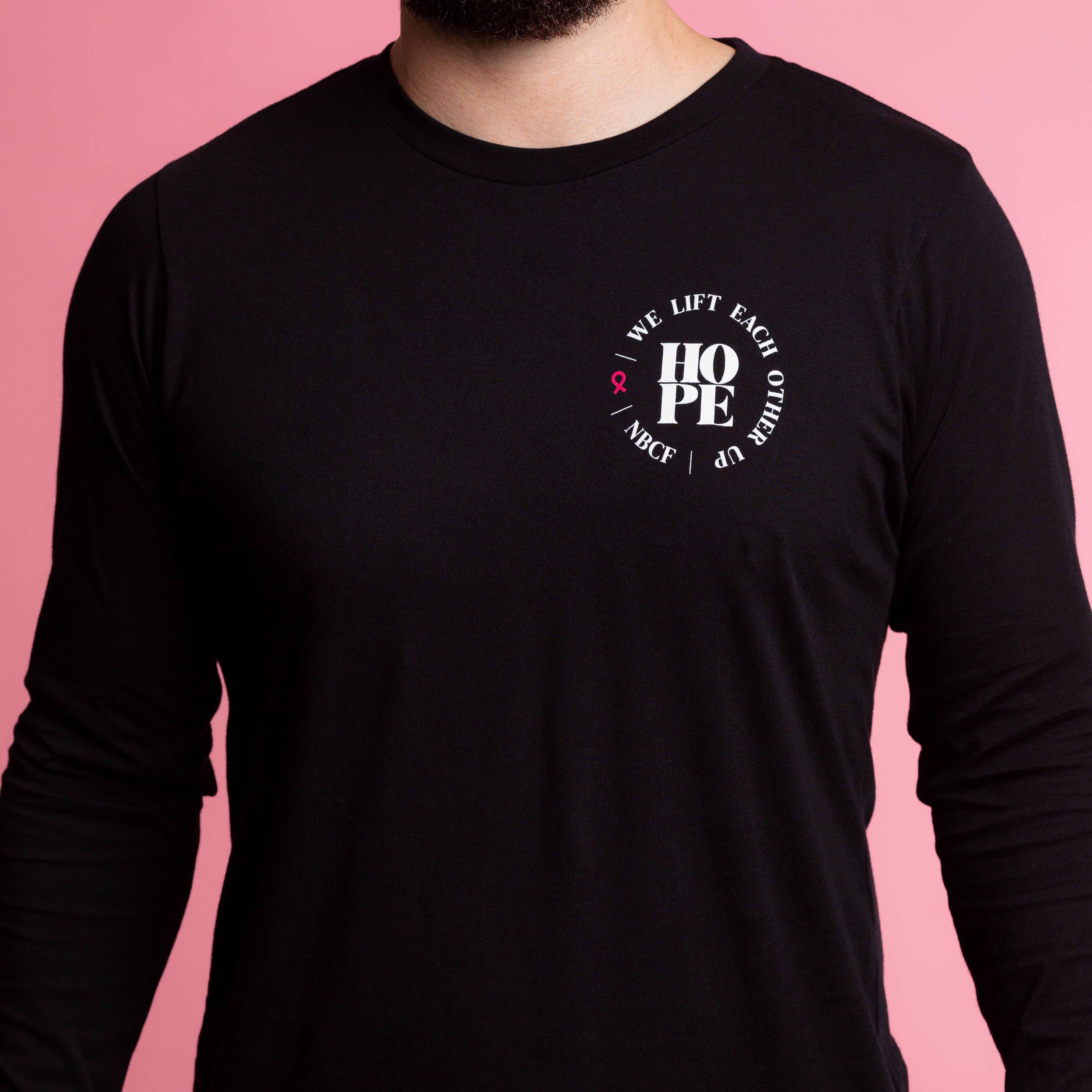 Long-Sleeve HOPE Inspirational Breast Cancer Shirt - Black - NBCF