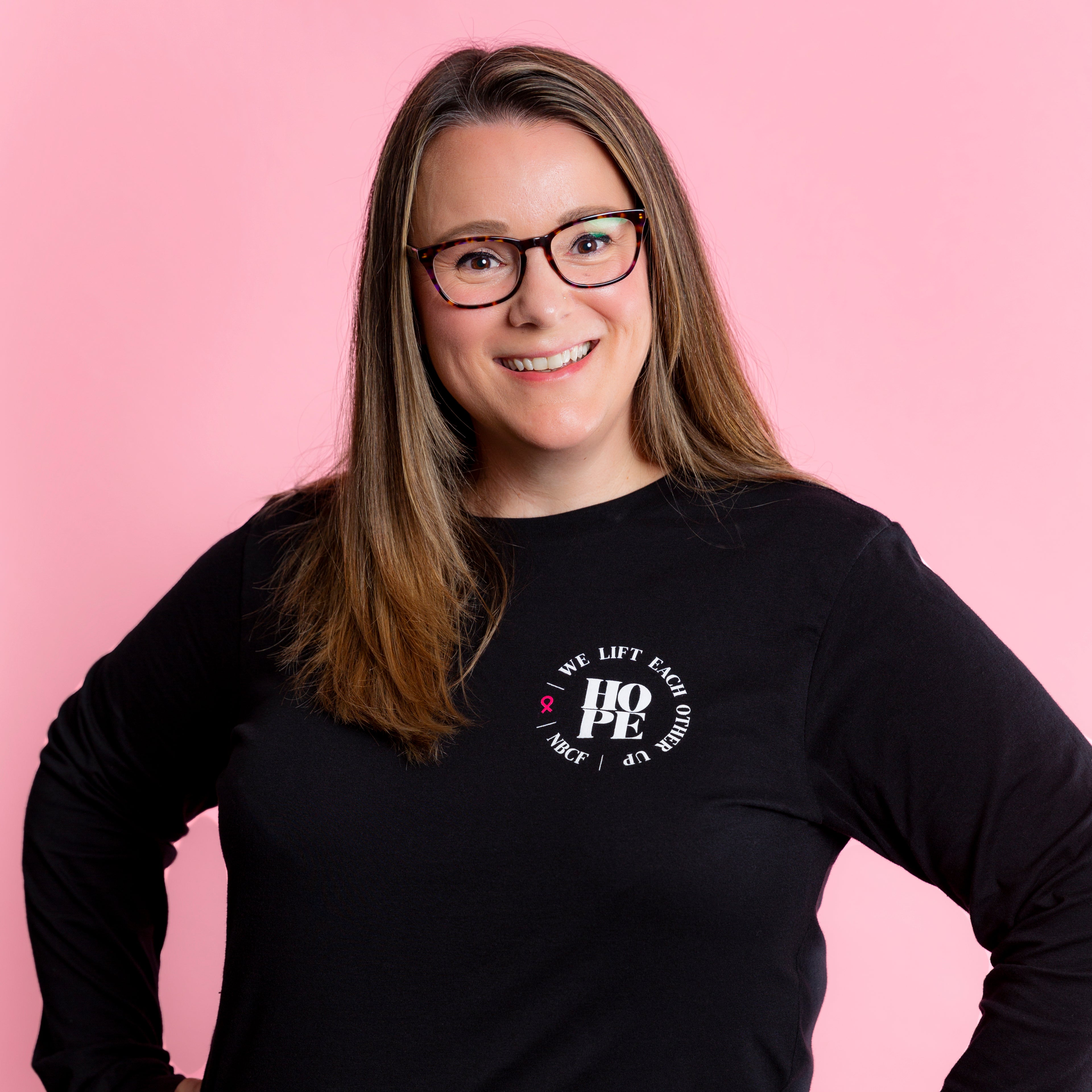 Long-Sleeve HOPE Inspirational Breast Cancer Shirt - Black - NBCF