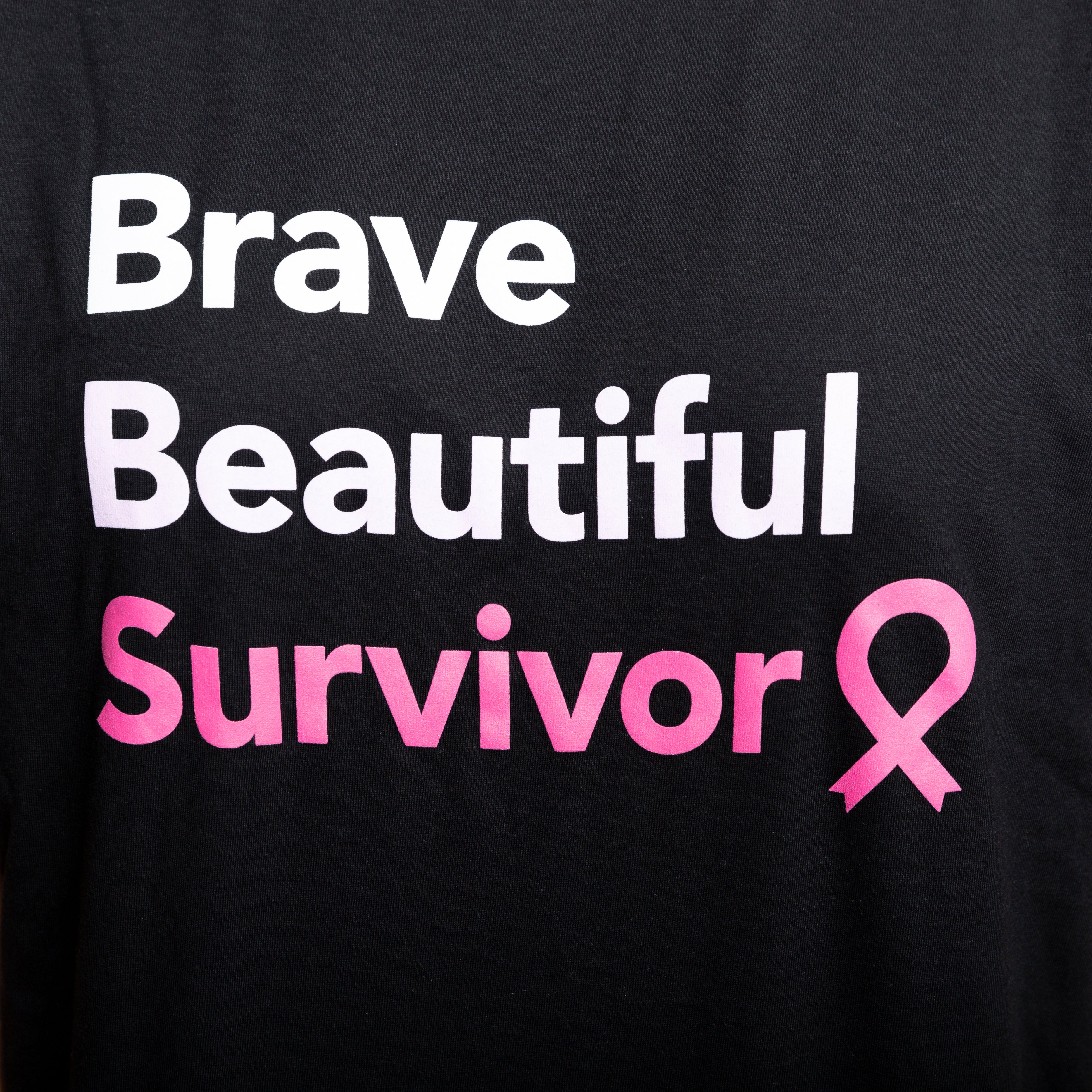 Breast Cancer Brave Beautiful Survivor T-Shirt - Black - NBCF