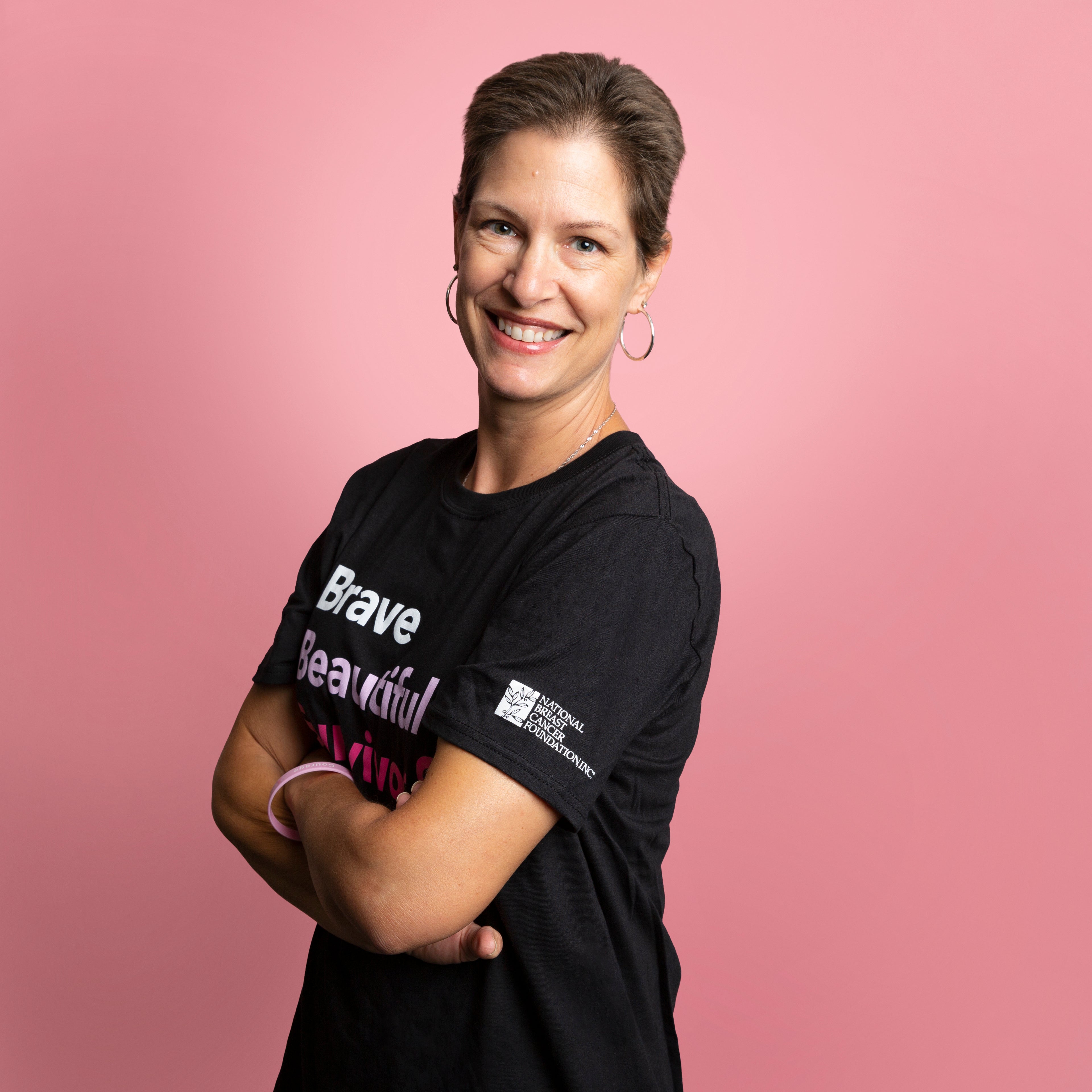 Breast Cancer Brave Beautiful Survivor T-Shirt - Black - NBCF