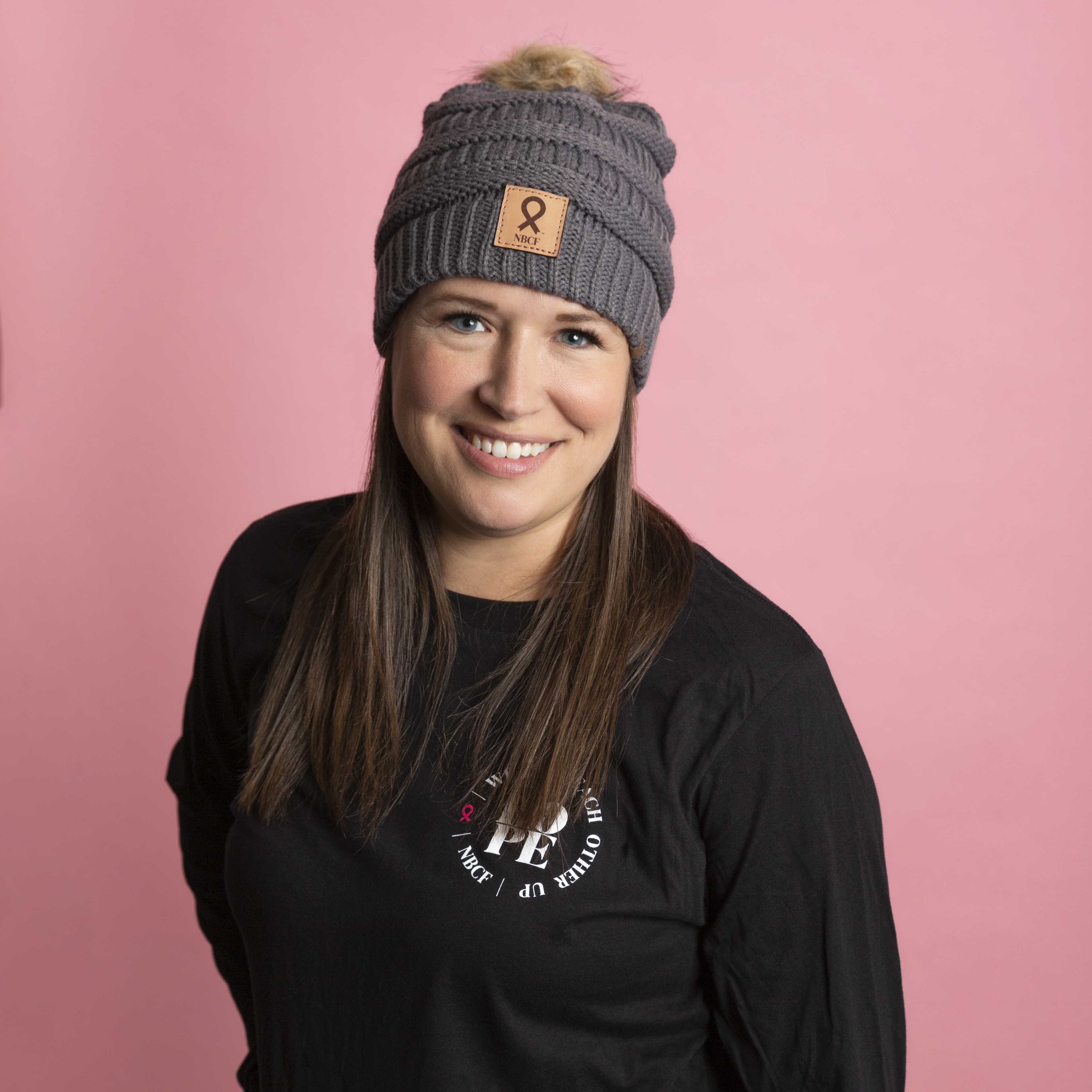 Breast Cancer Ribbon Winter Beanie - Gray - NBCF