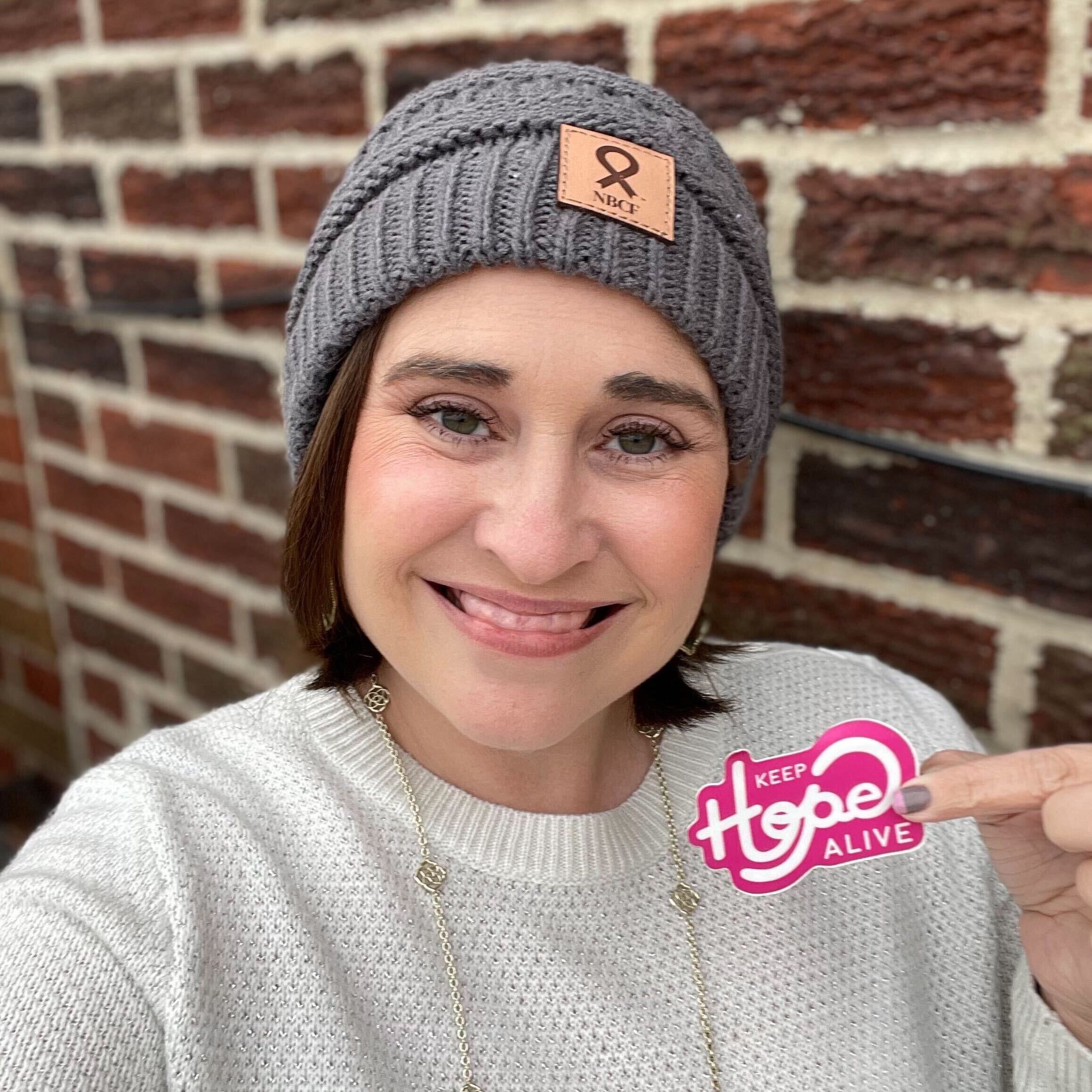 Breast Cancer Ribbon Winter Beanie - Gray - NBCF