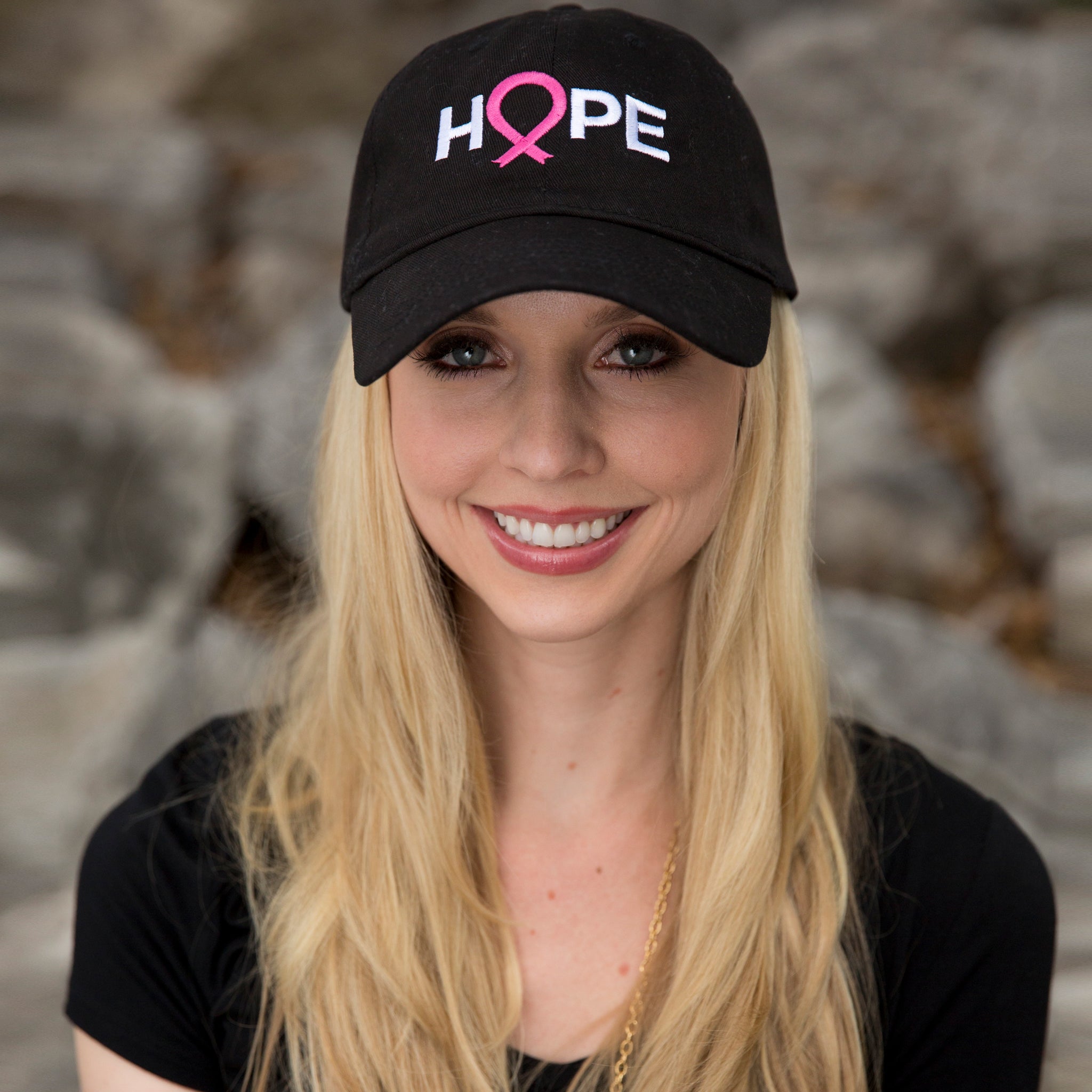 Pink Ribbon HOPE Ball Cap - Black - NBCF