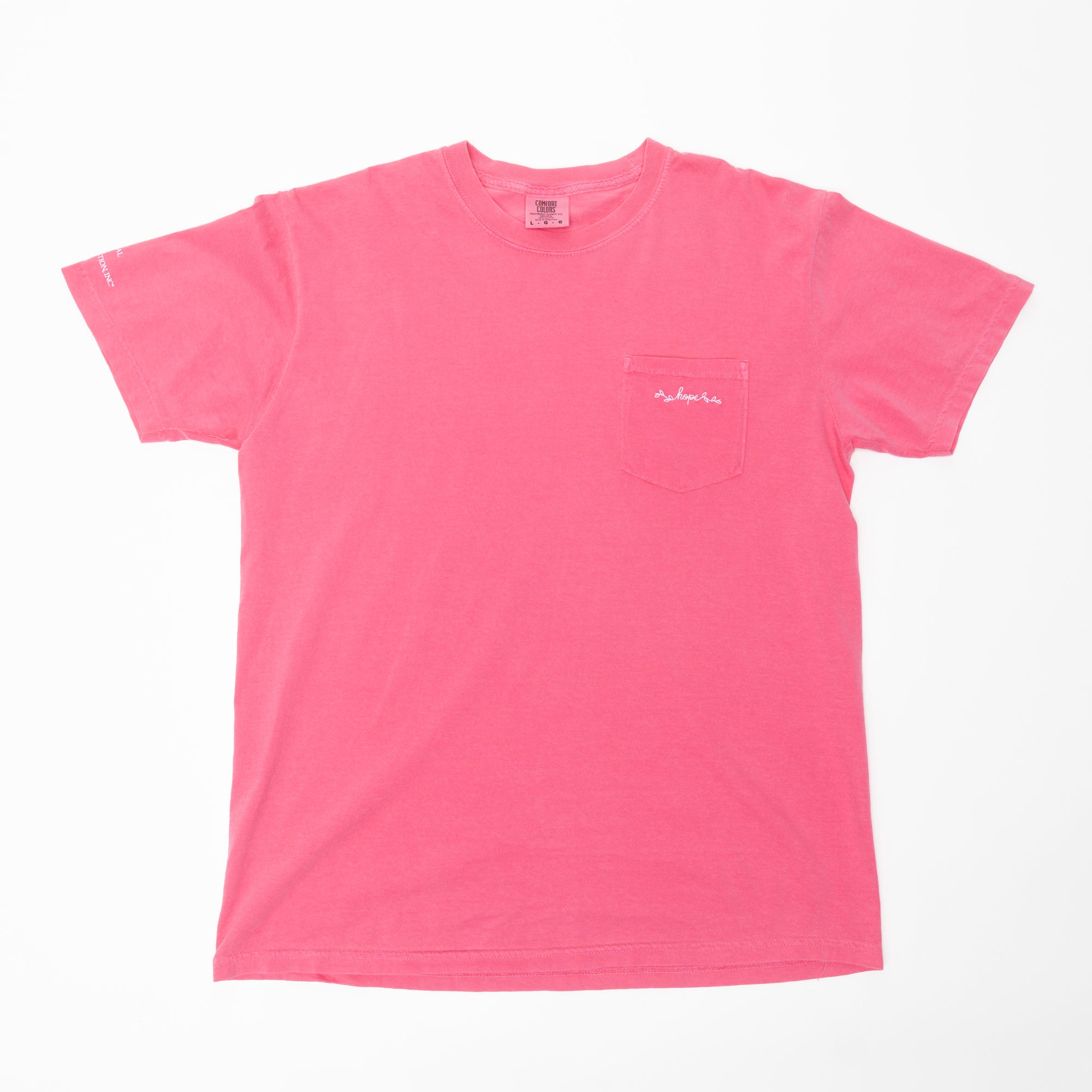 HOPE Breast Cancer Embroidered Pocket T-Shirt - Pink - NBCF