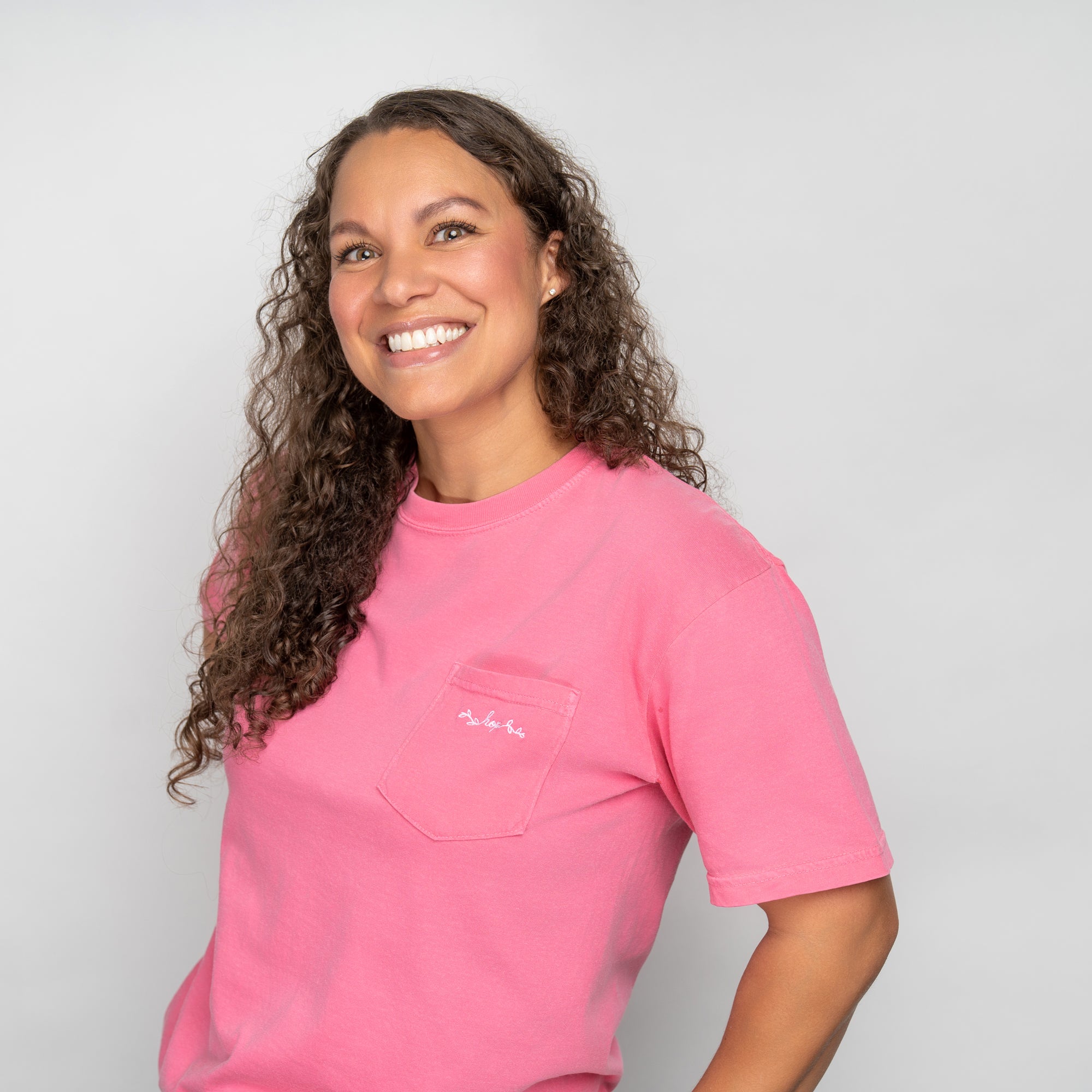 HOPE Breast Cancer Embroidered Pocket T-Shirt - Pink - NBCF