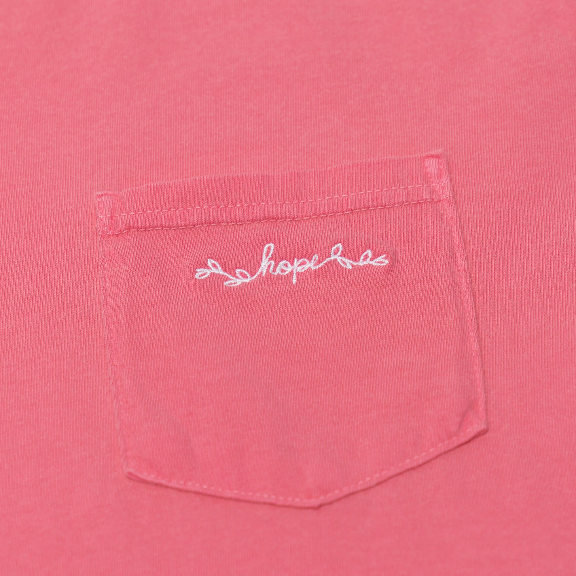 HOPE Breast Cancer Embroidered Pocket T-Shirt - Pink - NBCF