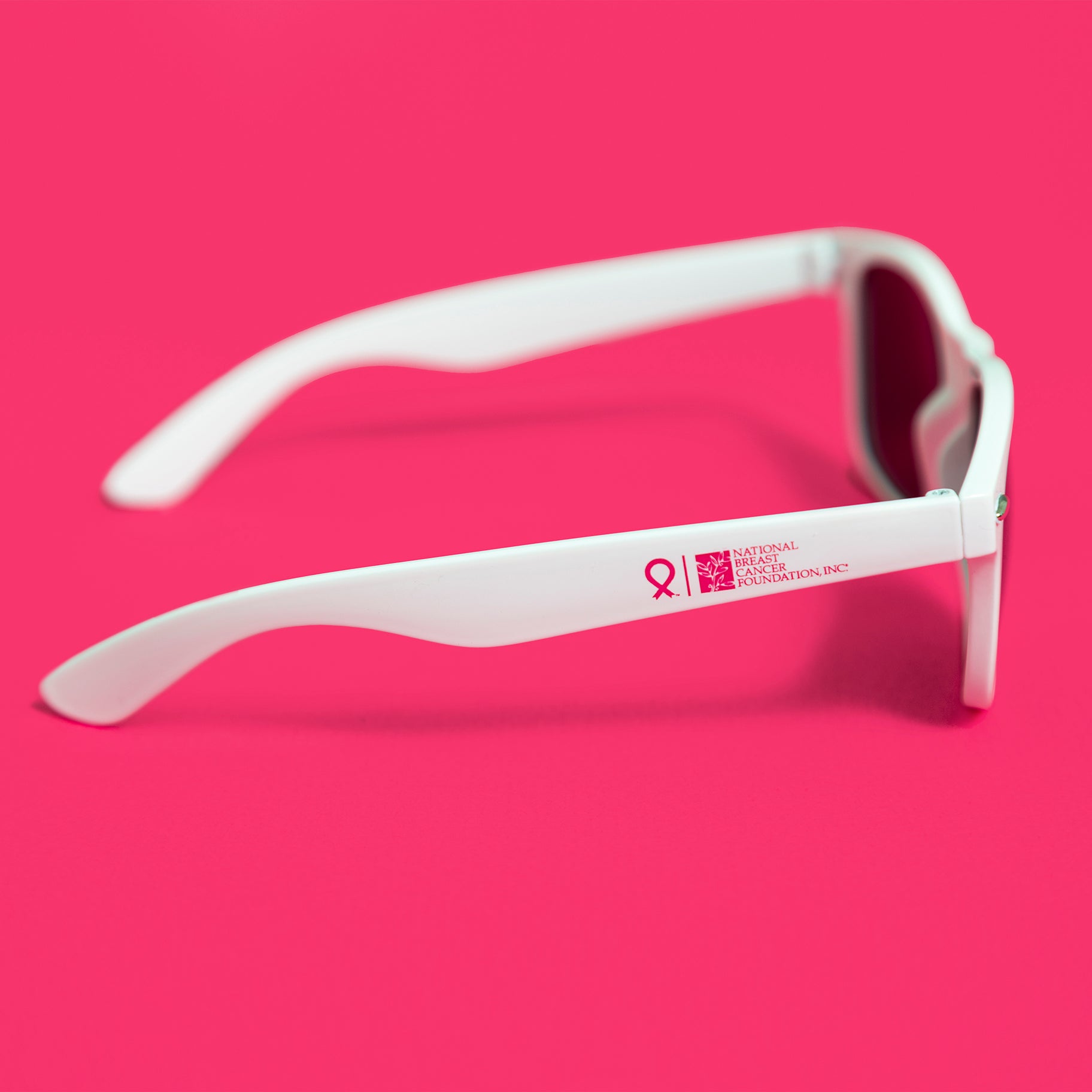 NBCF Logo Pink Ribbon Sunglasses - White